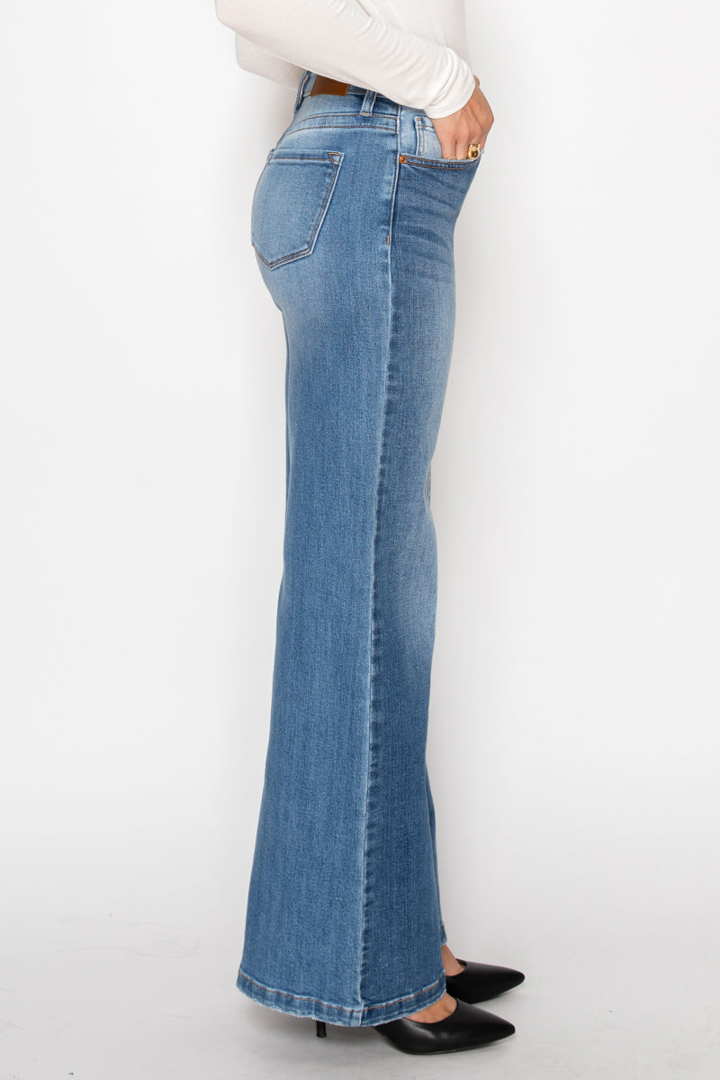 TUMMY CONTROL 90'S VINTAGE HIGH RISE STRETCH WIDE JEANS
