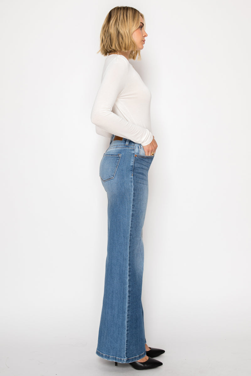 TUMMY CONTROL 90'S VINTAGE HIGH RISE STRETCH WIDE JEANS