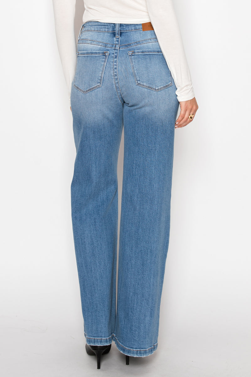 TUMMY CONTROL 90'S VINTAGE HIGH RISE STRETCH WIDE JEANS