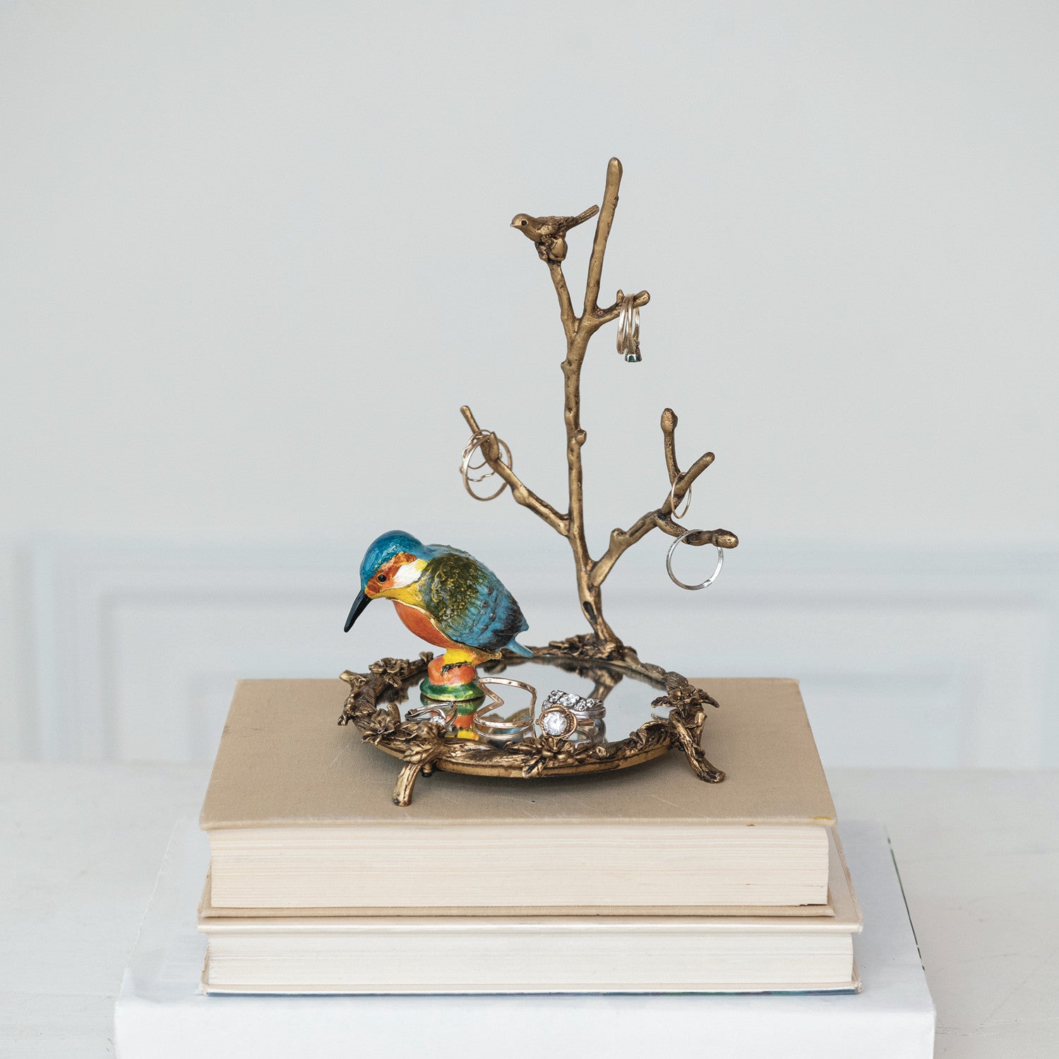 Kingfisher Bird Enameled Metal Trinket Box