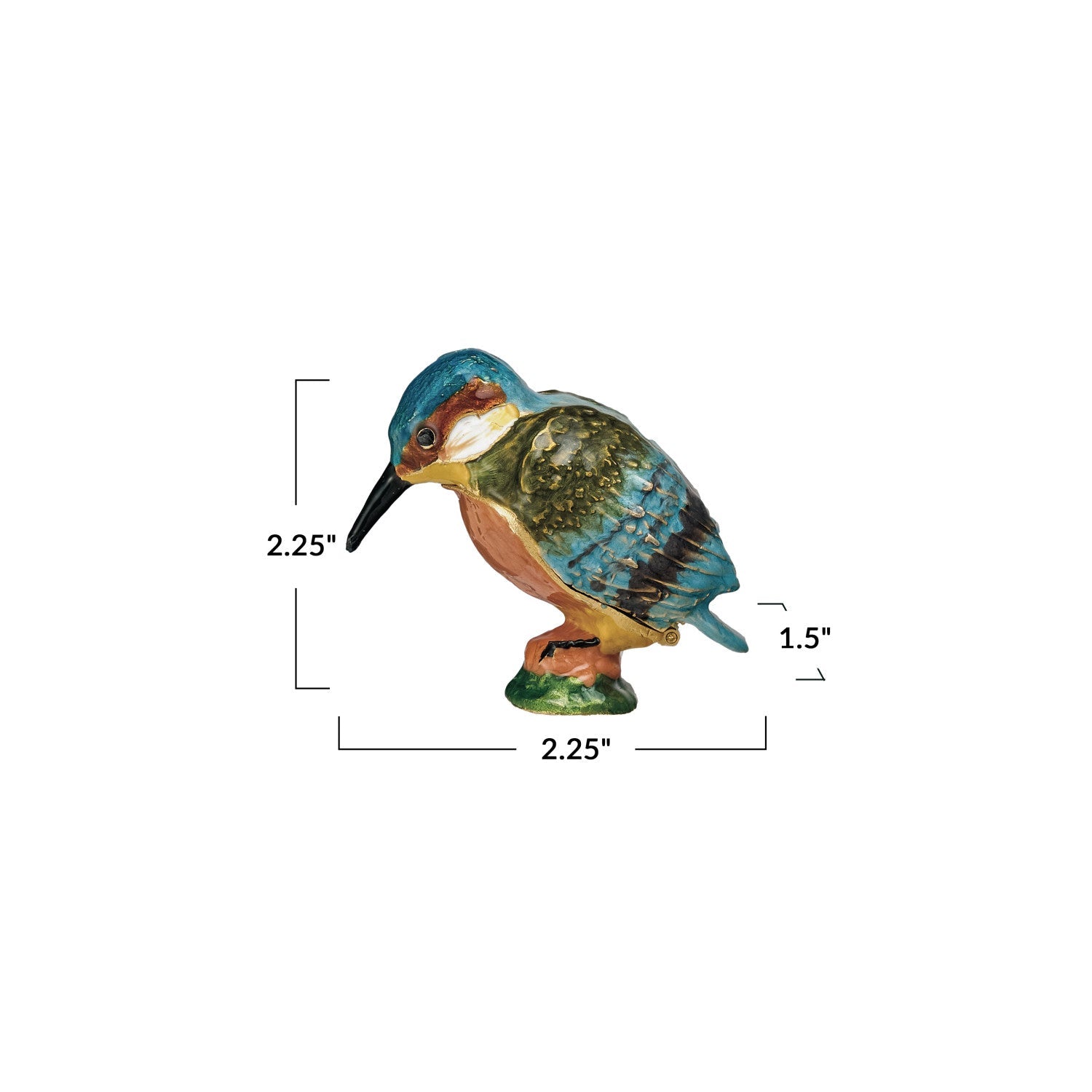 Kingfisher Bird Enameled Metal Trinket Box