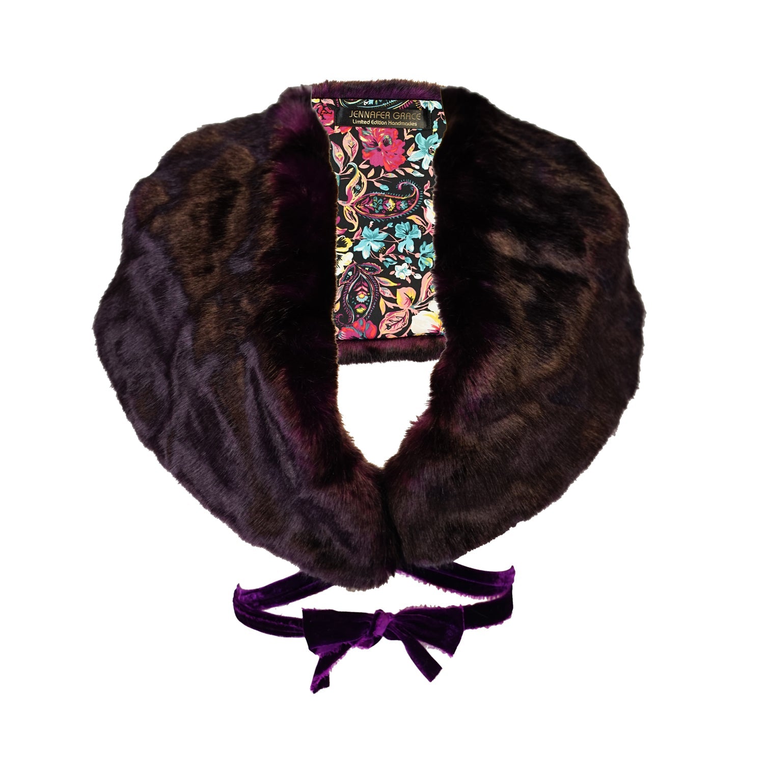 Plum Faux Fur Velvet Knot Stole