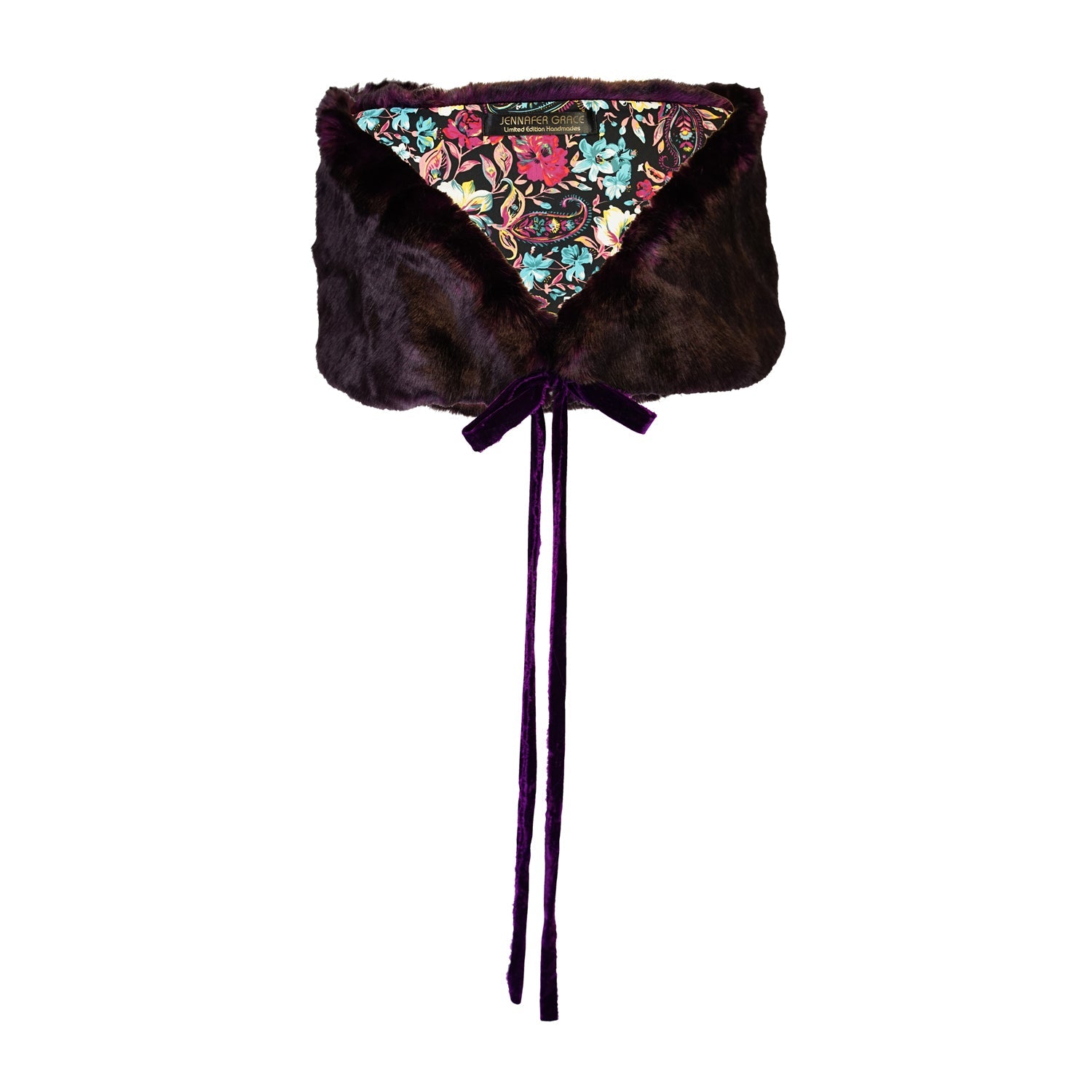 Plum Faux Fur Velvet Knot Stole