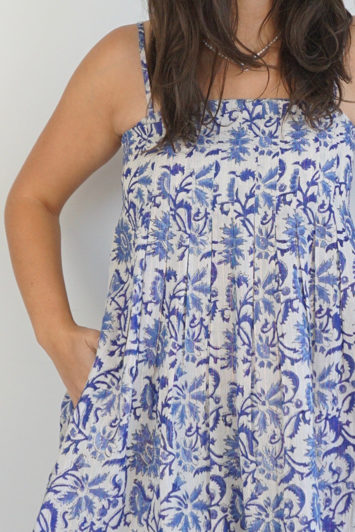 Iris Mini Dress - Indigo Floral/Lurex