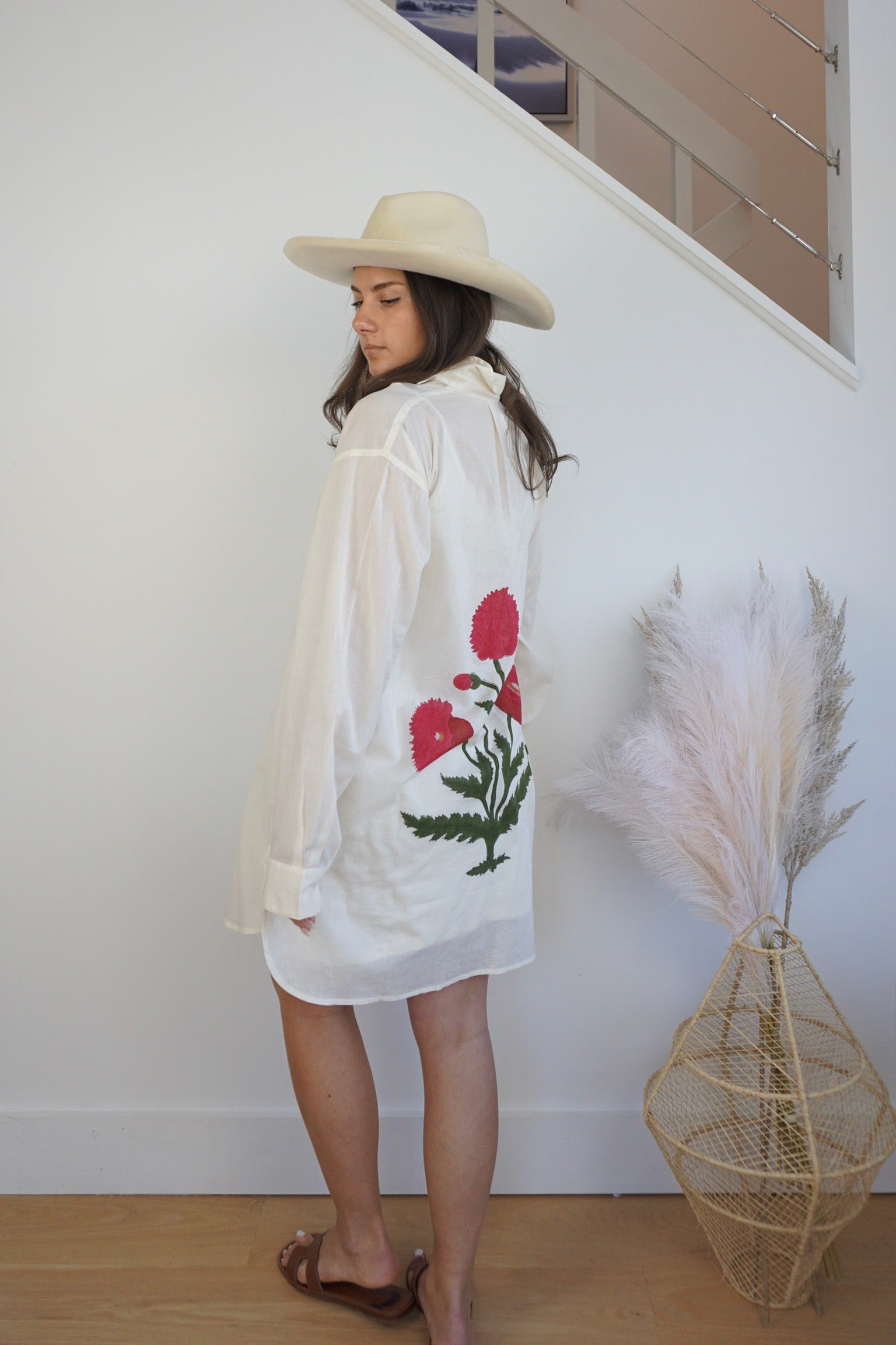 Clove Shirt Dress - Ecru/Red