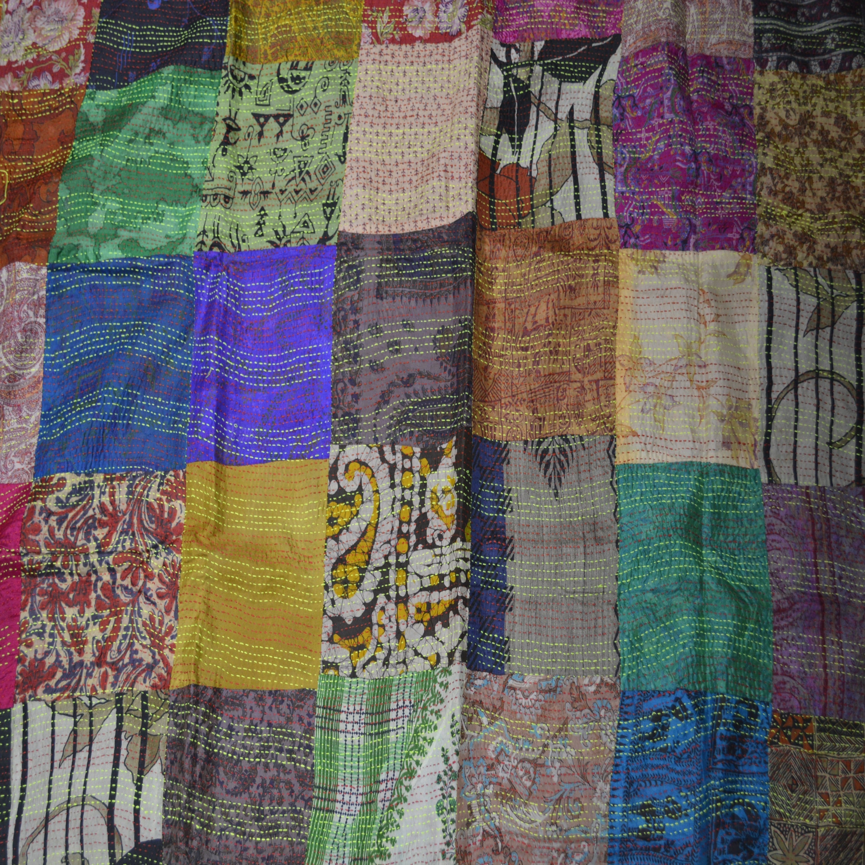 Hand Stitched Kantha  Silk  Vintage throw by OMSutra