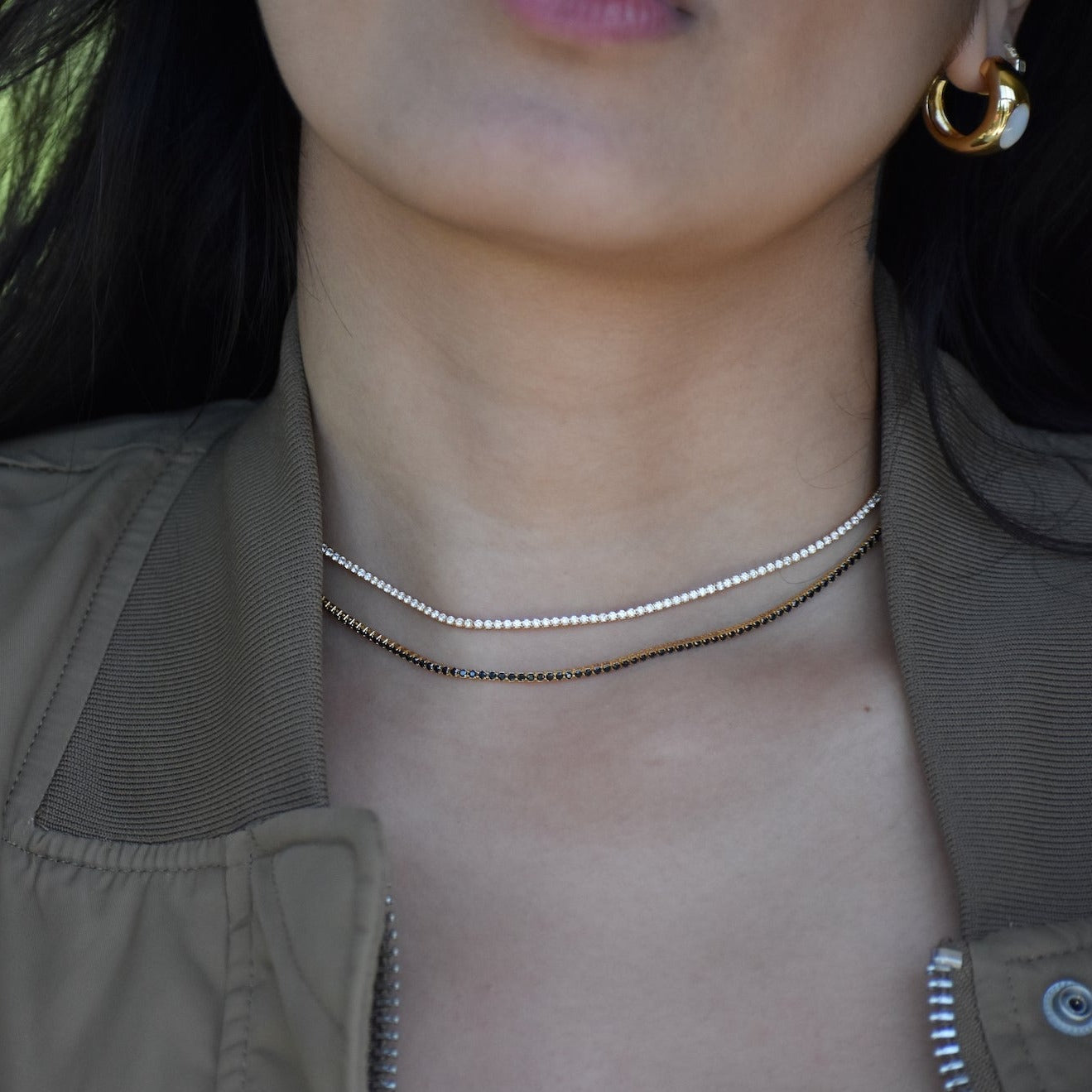 Dallas Micro Tennis Necklace in Cremé CZ