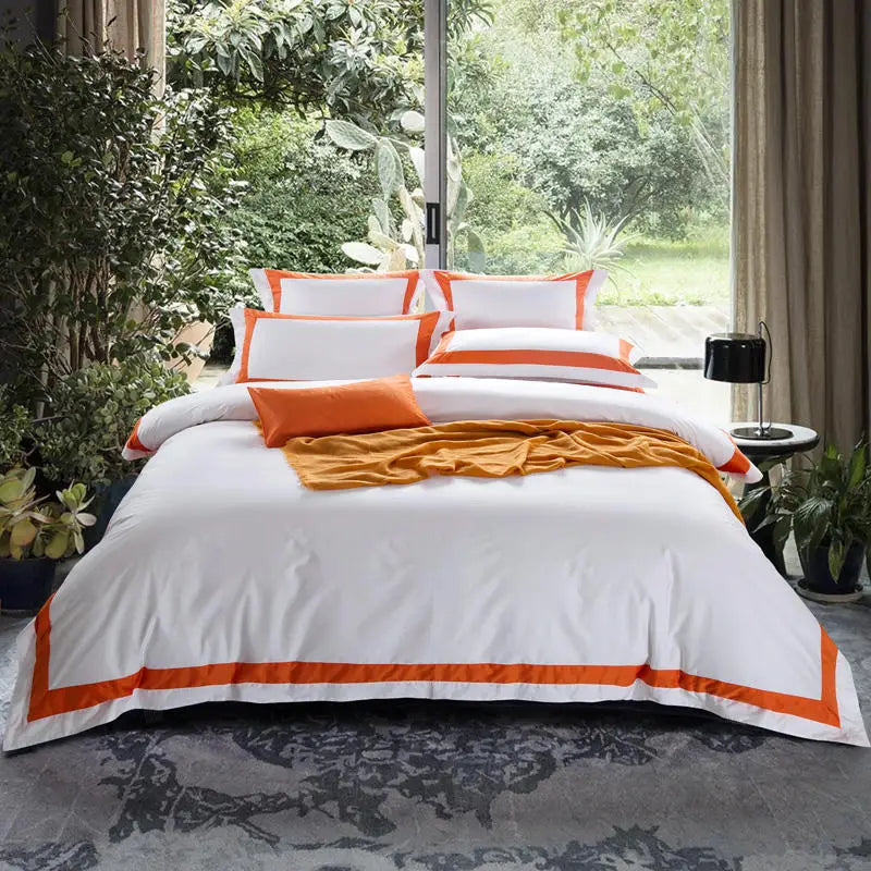 Degella Luxury Stripe Egyptian Cotton White Bedding Set | 3CARATS