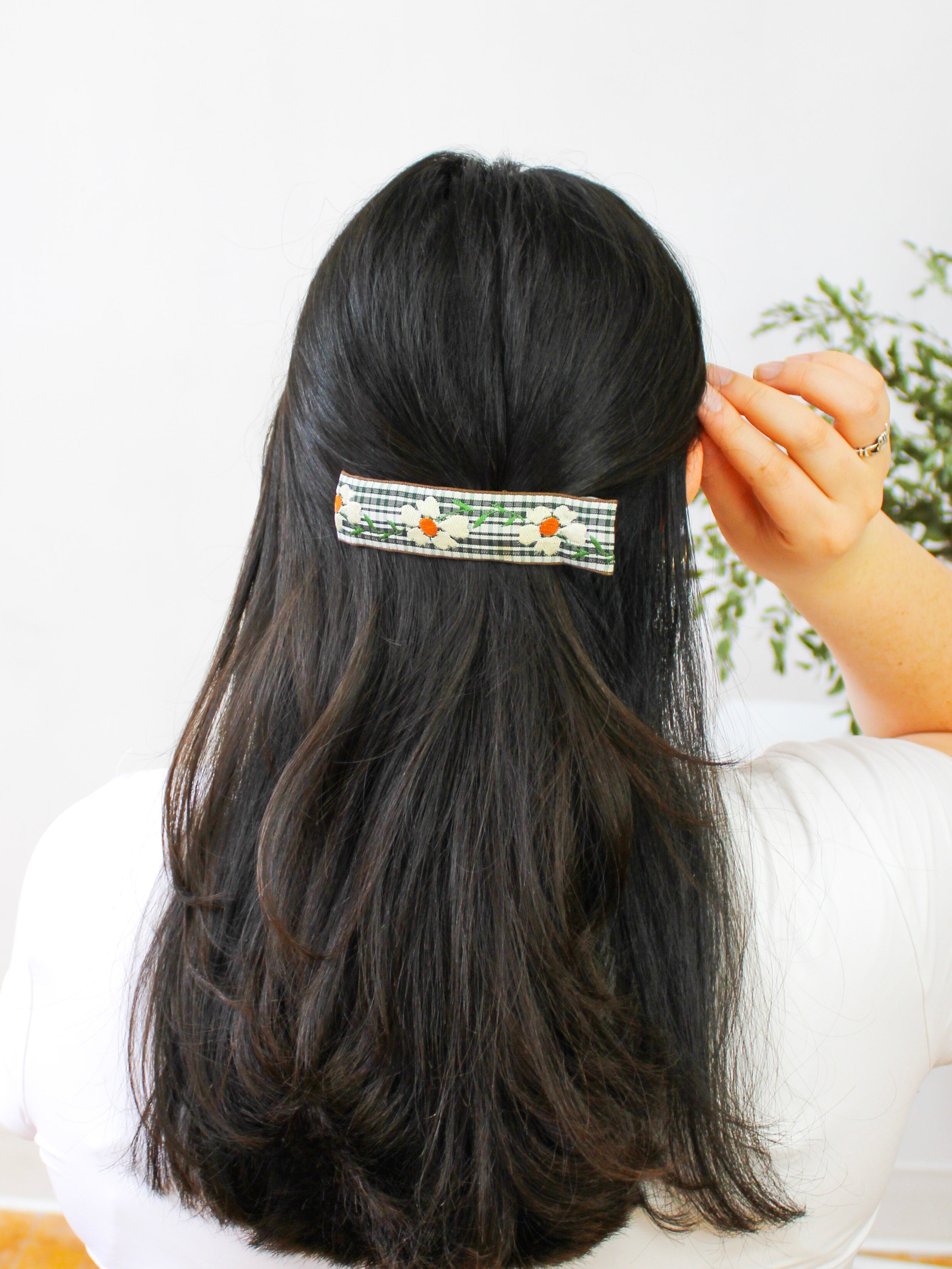 Delicate Blooms Embroidered Ribbon Hair Clip