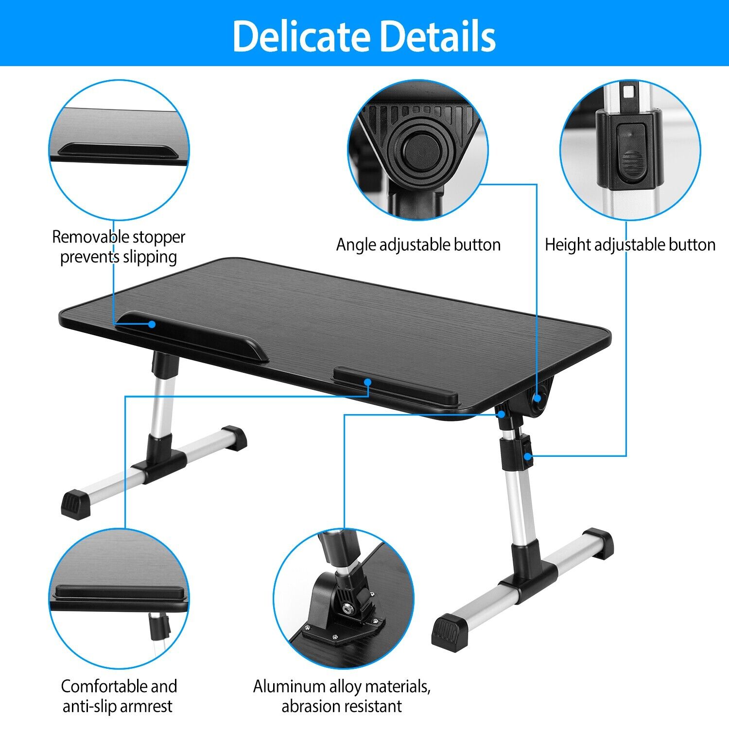 iMounTEK Laptop Lap Desk Adjustable Foldable Stand with Mouse Pad (Black)