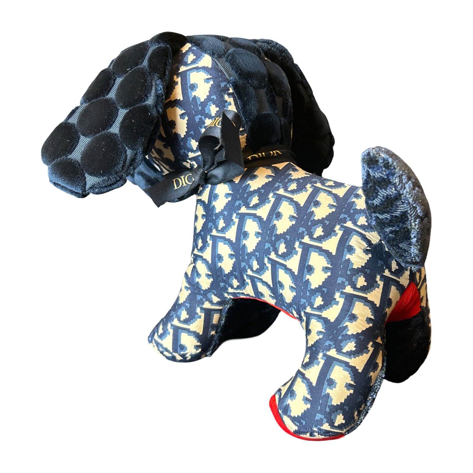 Trotter Blue Vintage Silk Scarf Patchwork Puppy