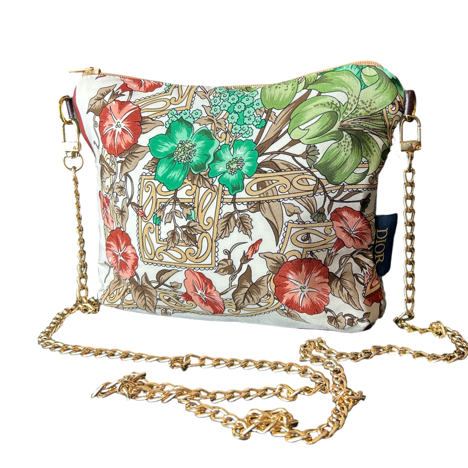Garden Trellis Vintage Silk Scarf Crossbody Bag