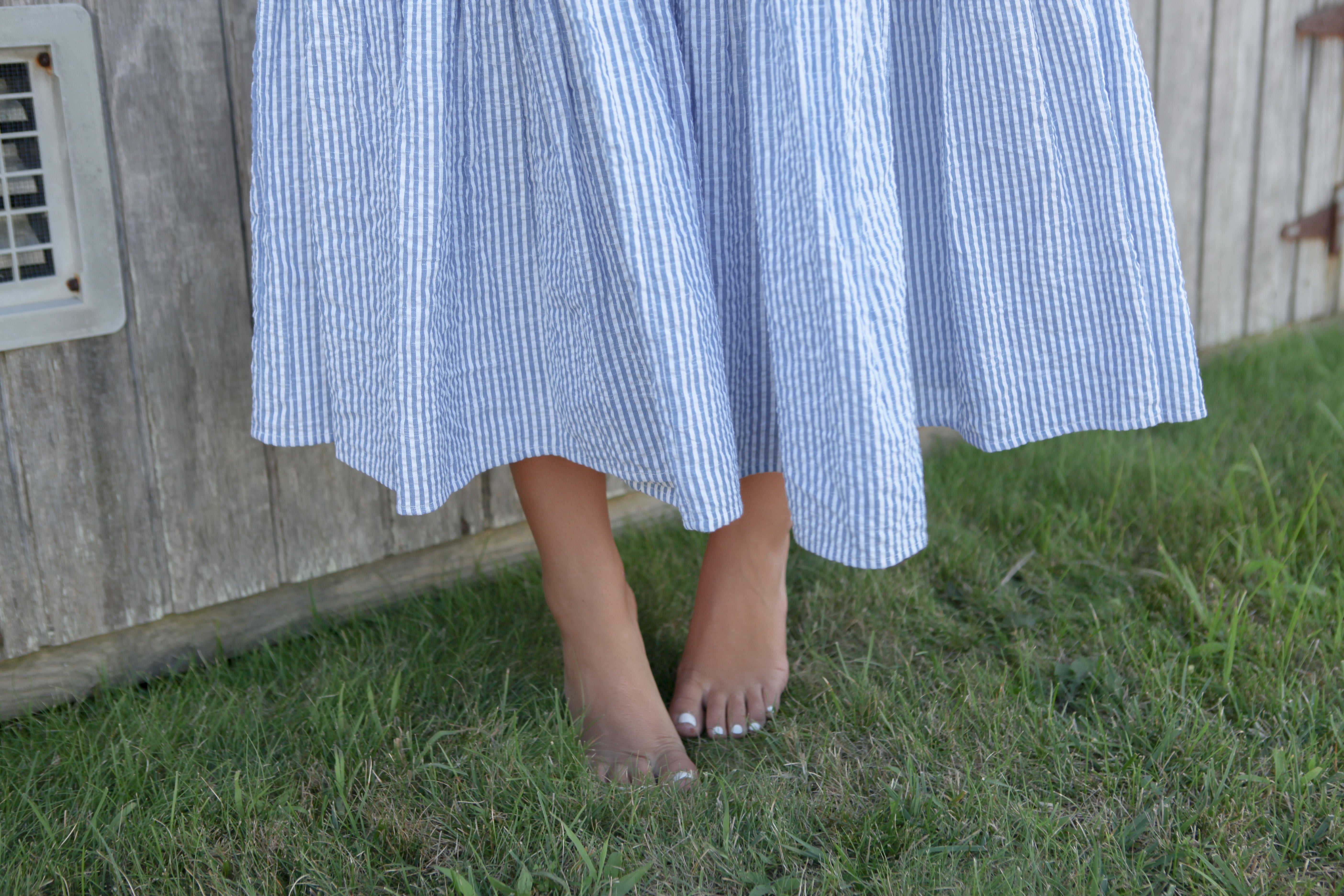 Donna Tiered Maxi Dress in Seersucker