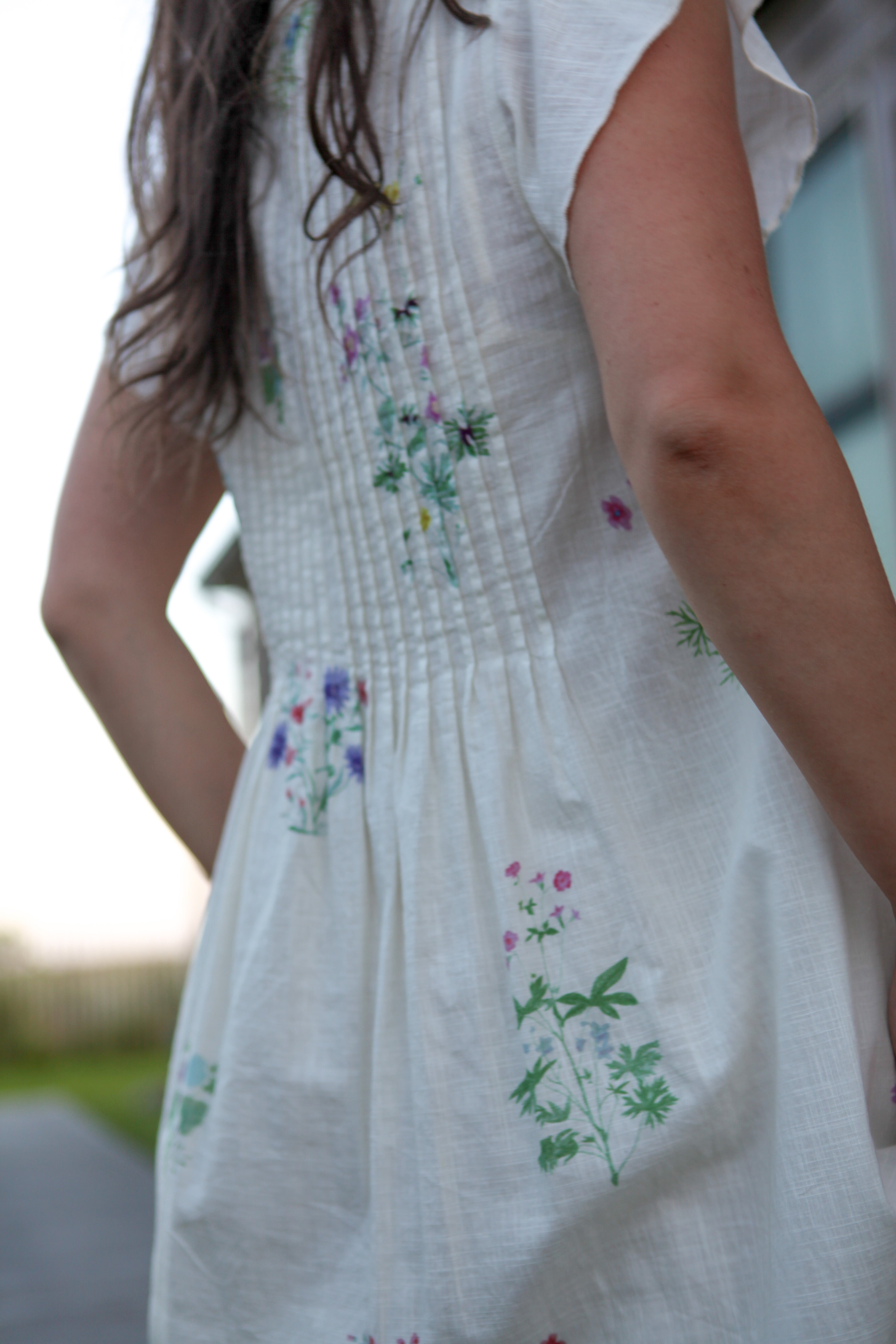 Doris Midi Dress in Cream Botanical