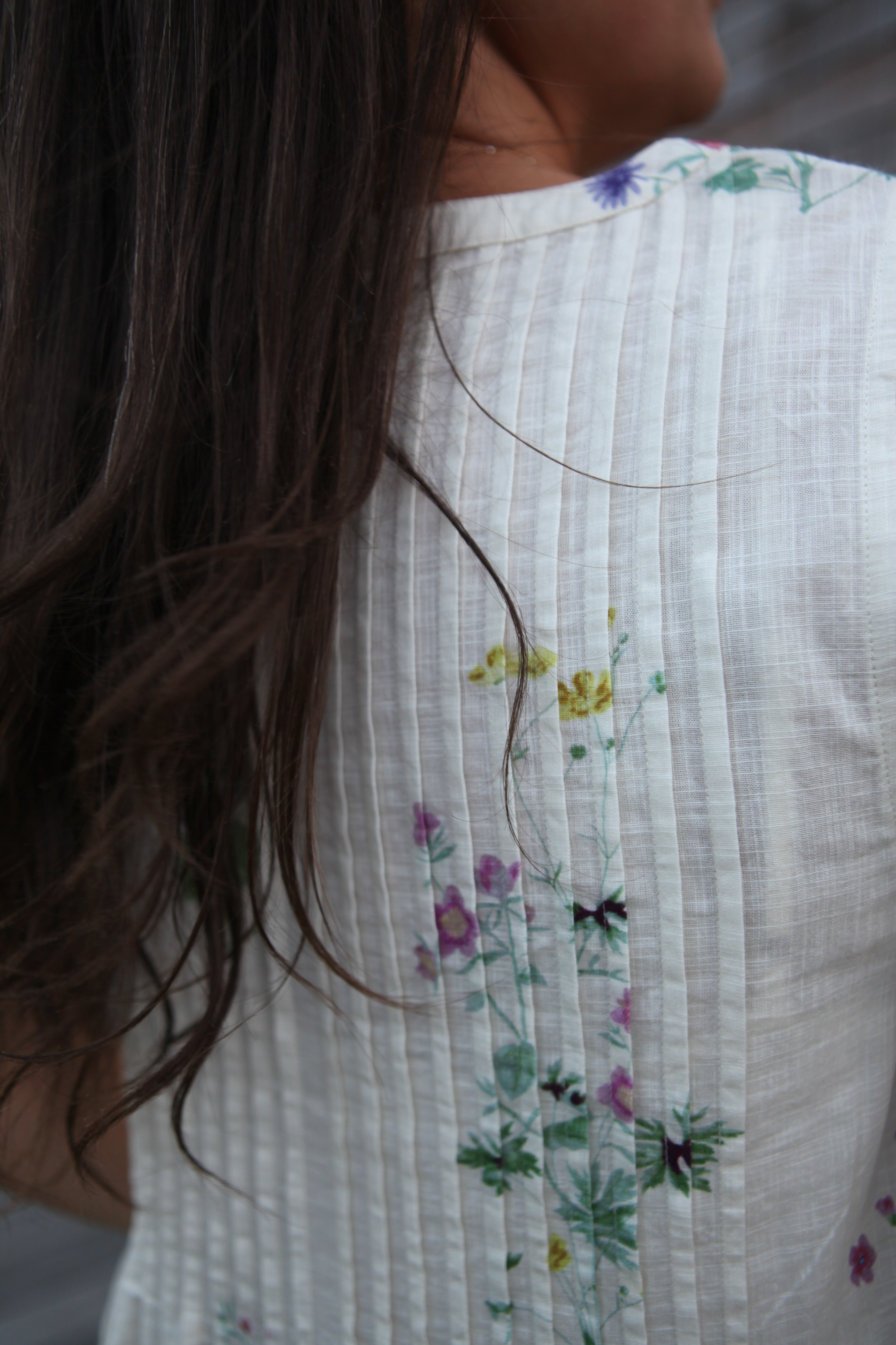 Doris Midi Dress in Cream Botanical