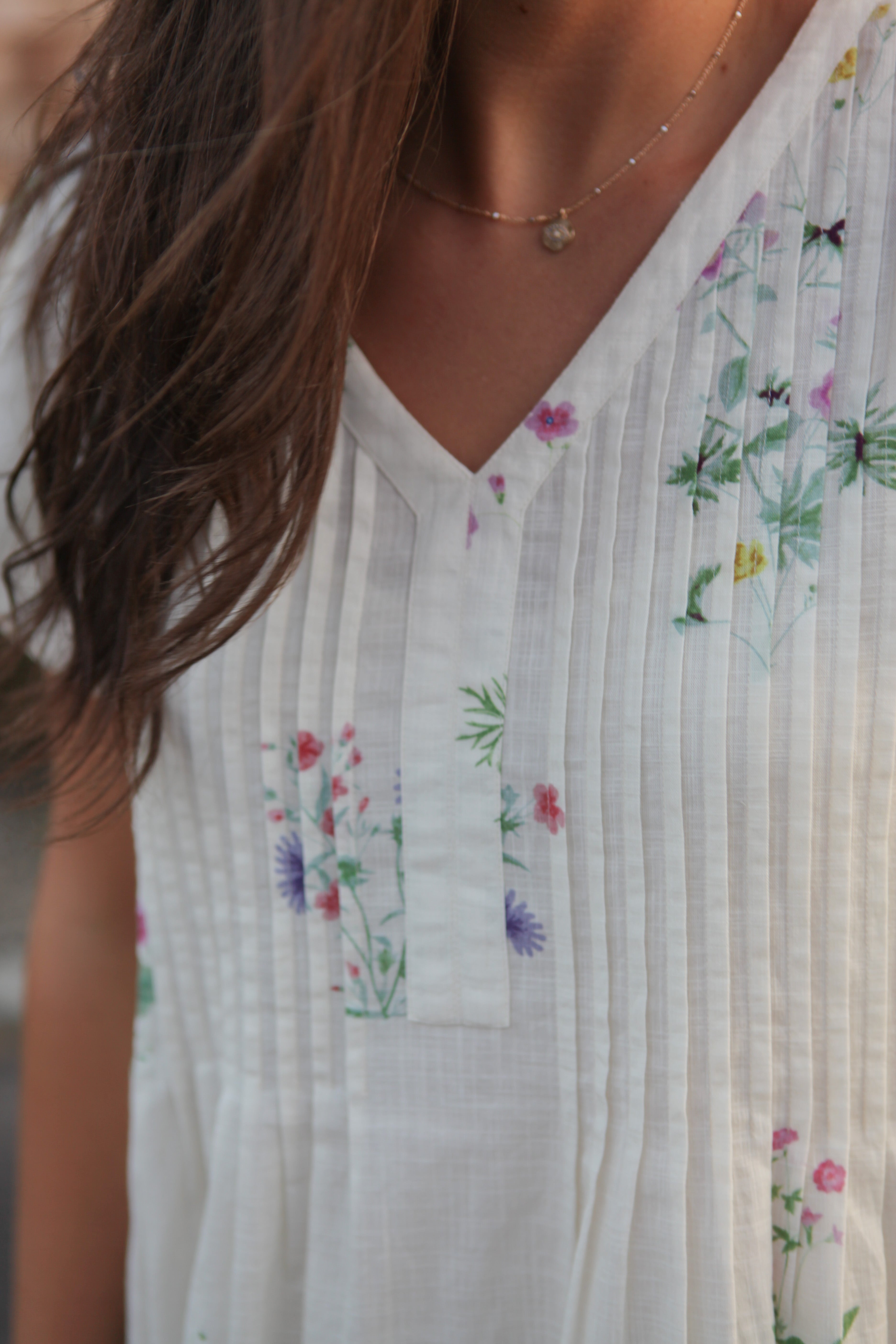 Doris Midi Dress in Cream Botanical
