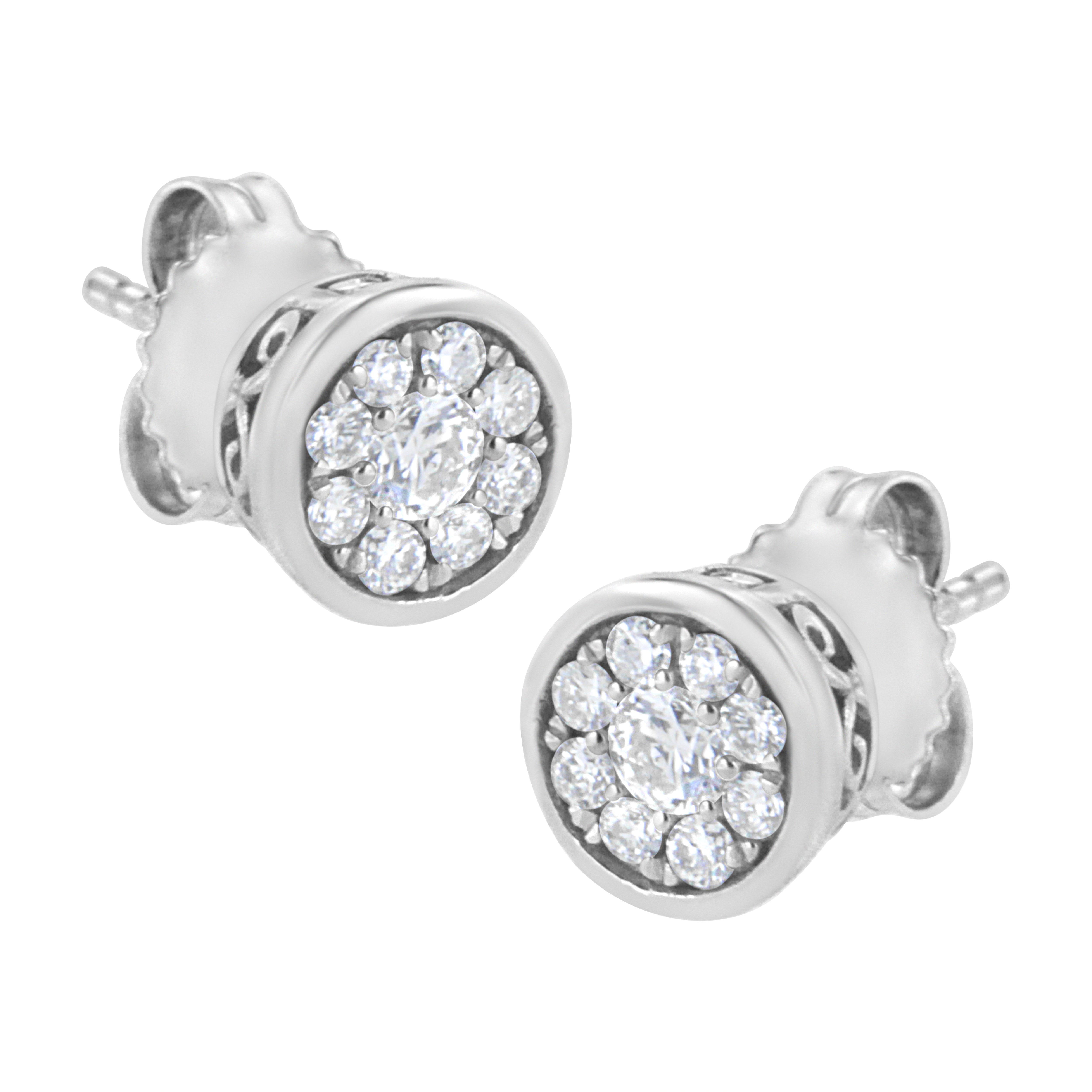 .925 Sterling Silver 1/2 Cttw Lab Grown Diamond Flower Stud Earring (F-G Color, Vs2-Si1 Clarity)