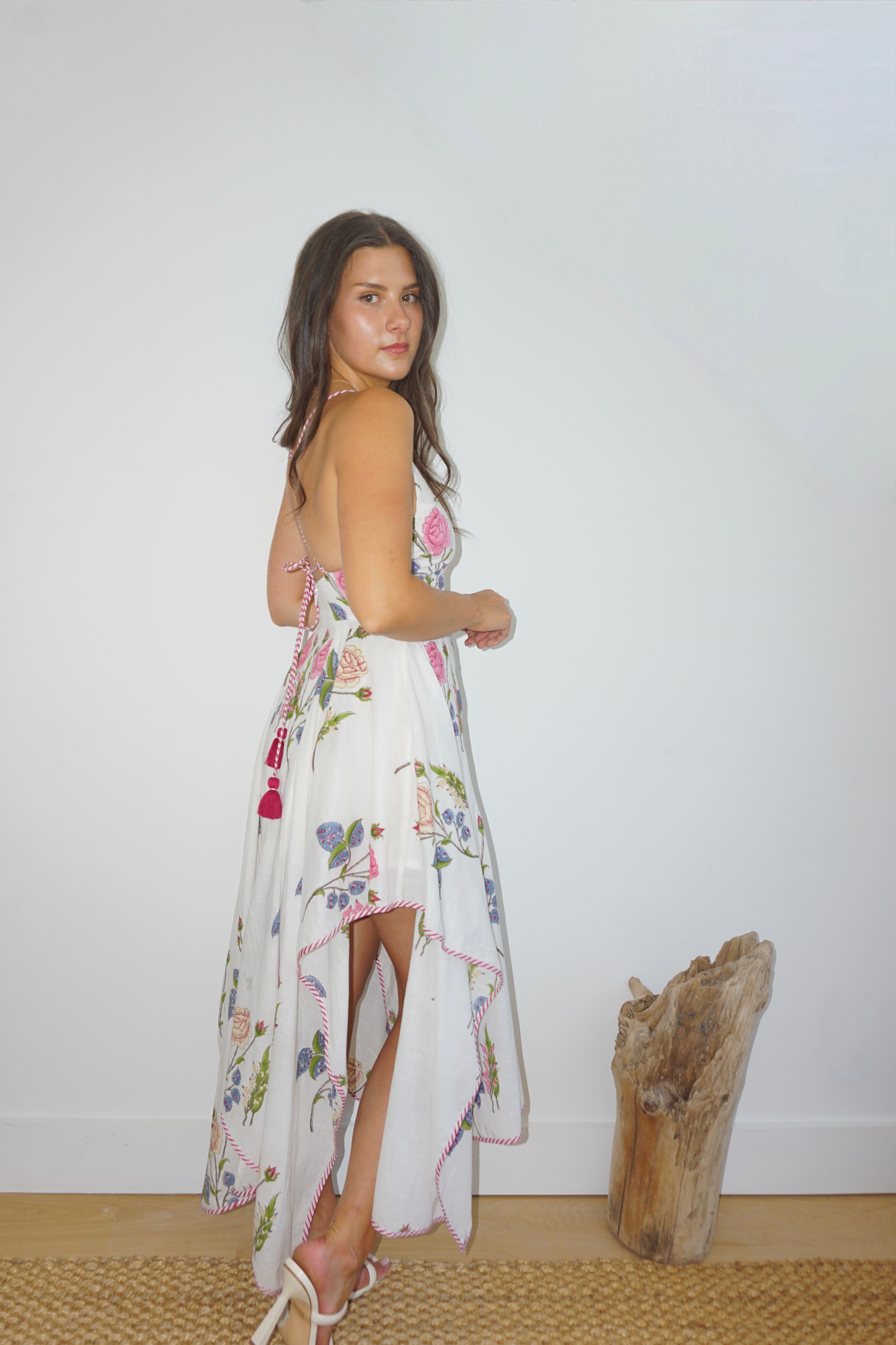 Cross Back Dress in Multi Rosette