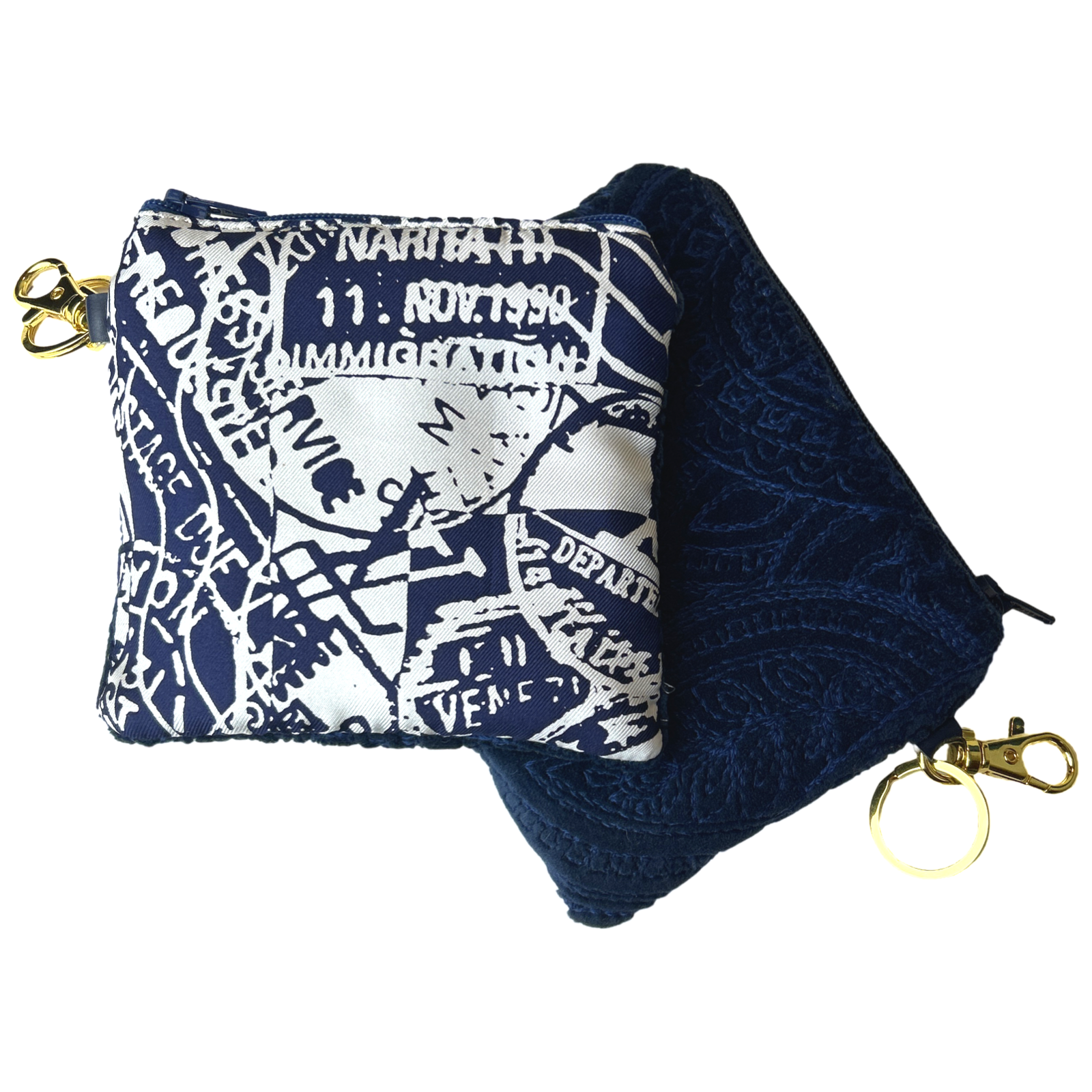 Travel Stamps Vintage Silk Scarf Coffee Run Keychain Bag