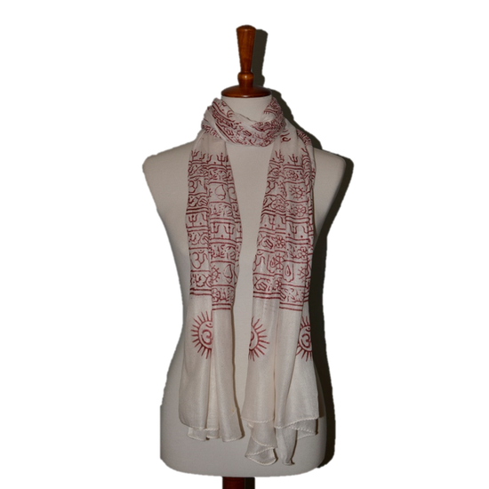 OM Hand Block Bhakti Yoga Prayer Sanskrit Hindu Mantra Shawl by OMSutra