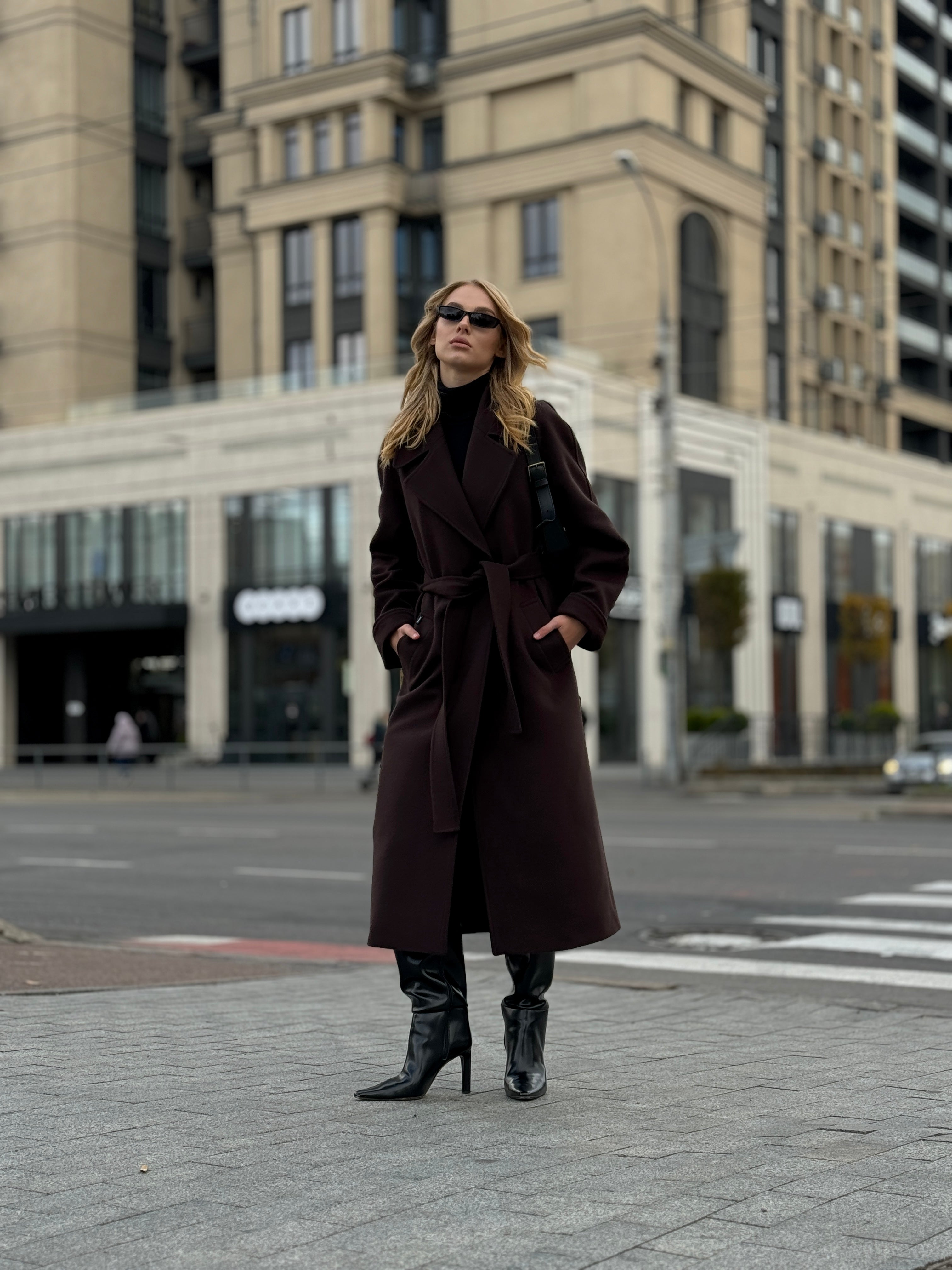 Emily Classic Wool Blend Overcoat in Rich Chocolate