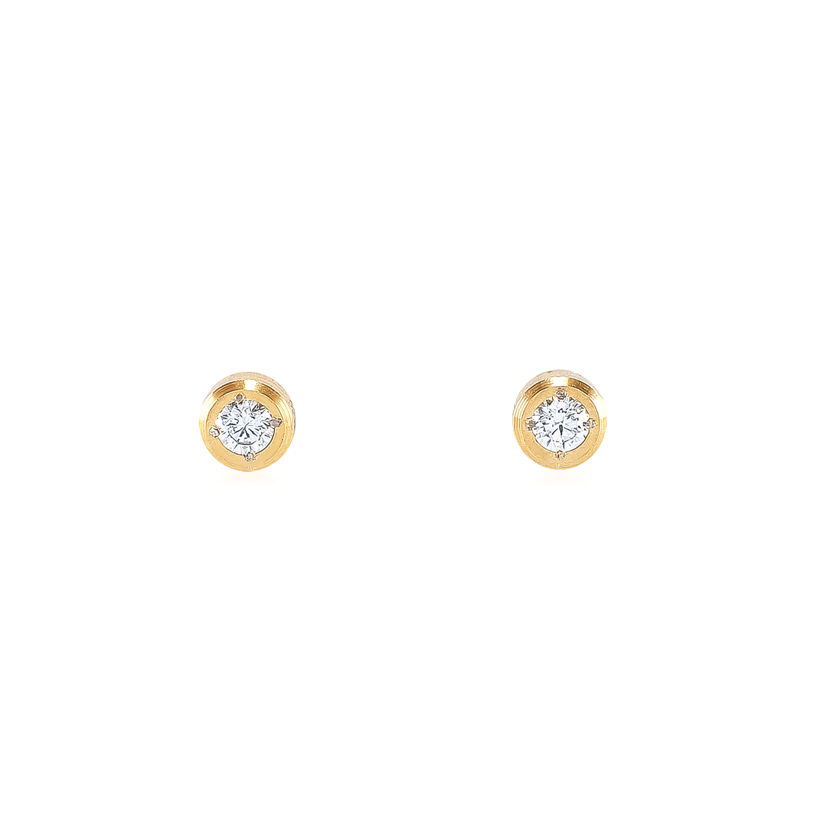 ER002G B.Tiff .05ct Gold Pavé Solitaire Stud Earrings