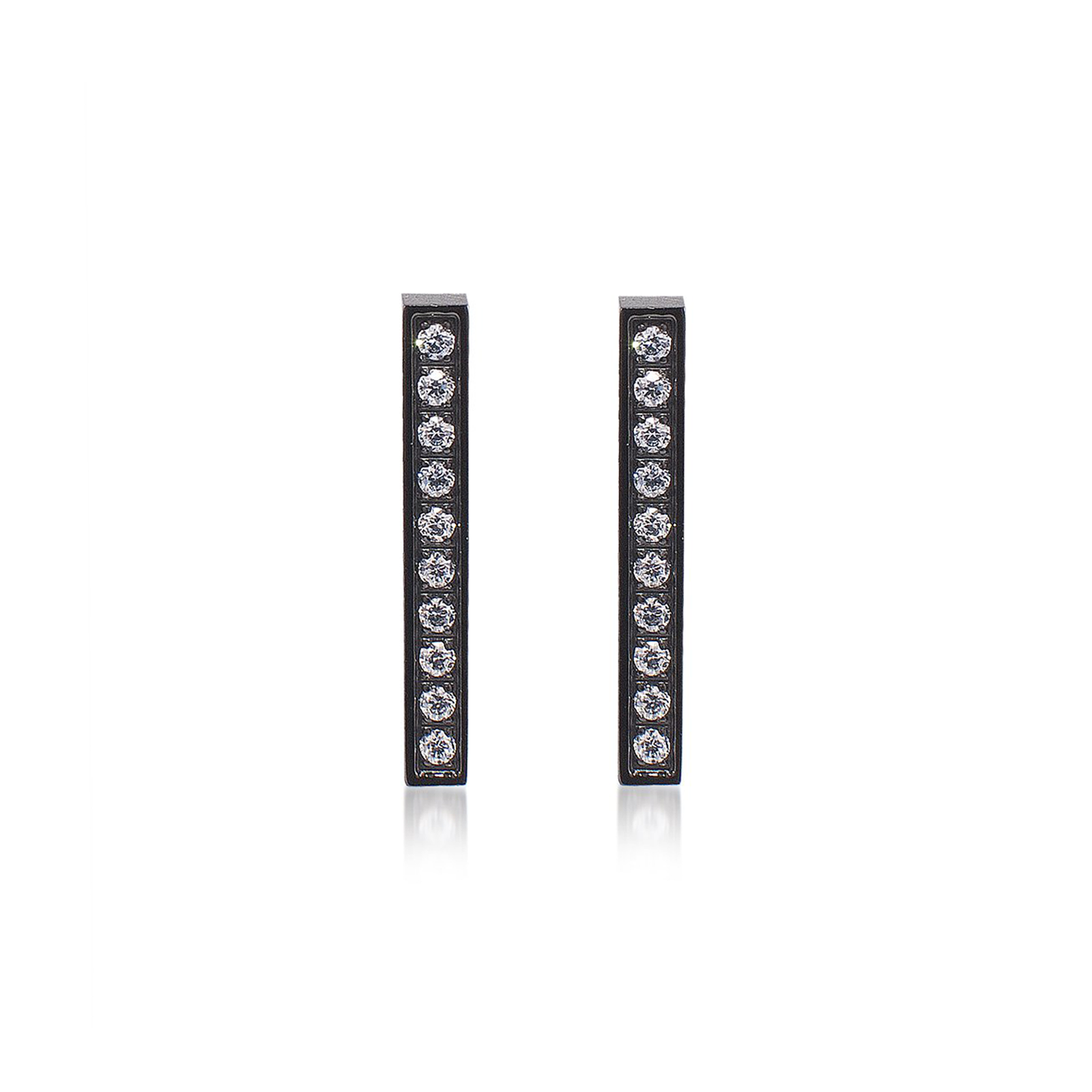 ER107B B.Tiff Black 9-Stone Short Bar Earrings
