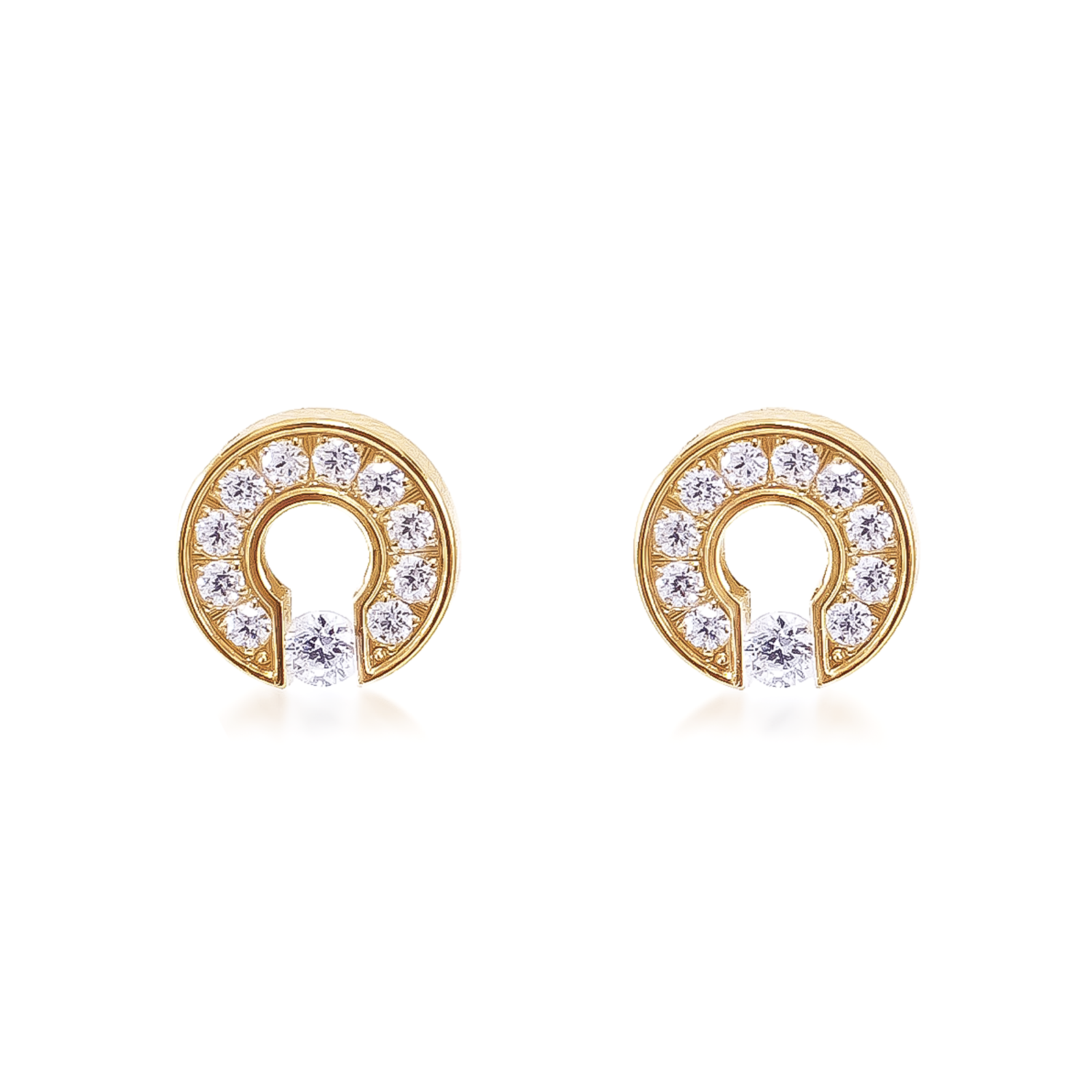 ER118G B.Tiff Gold Pavé Barrel Earrings