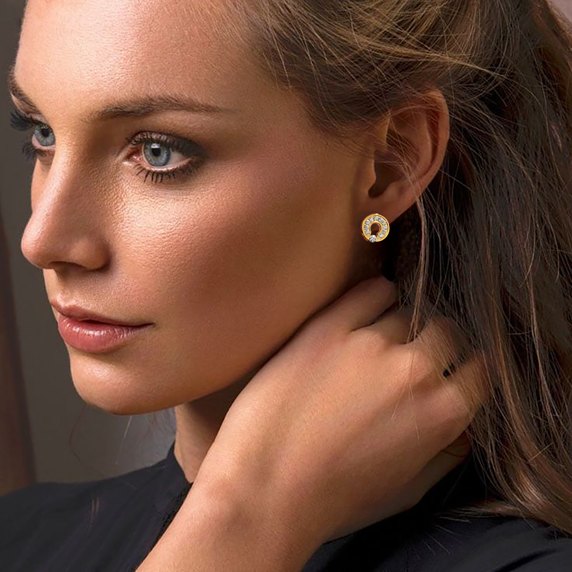 ER118G B.Tiff Gold Pavé Barrel Earrings