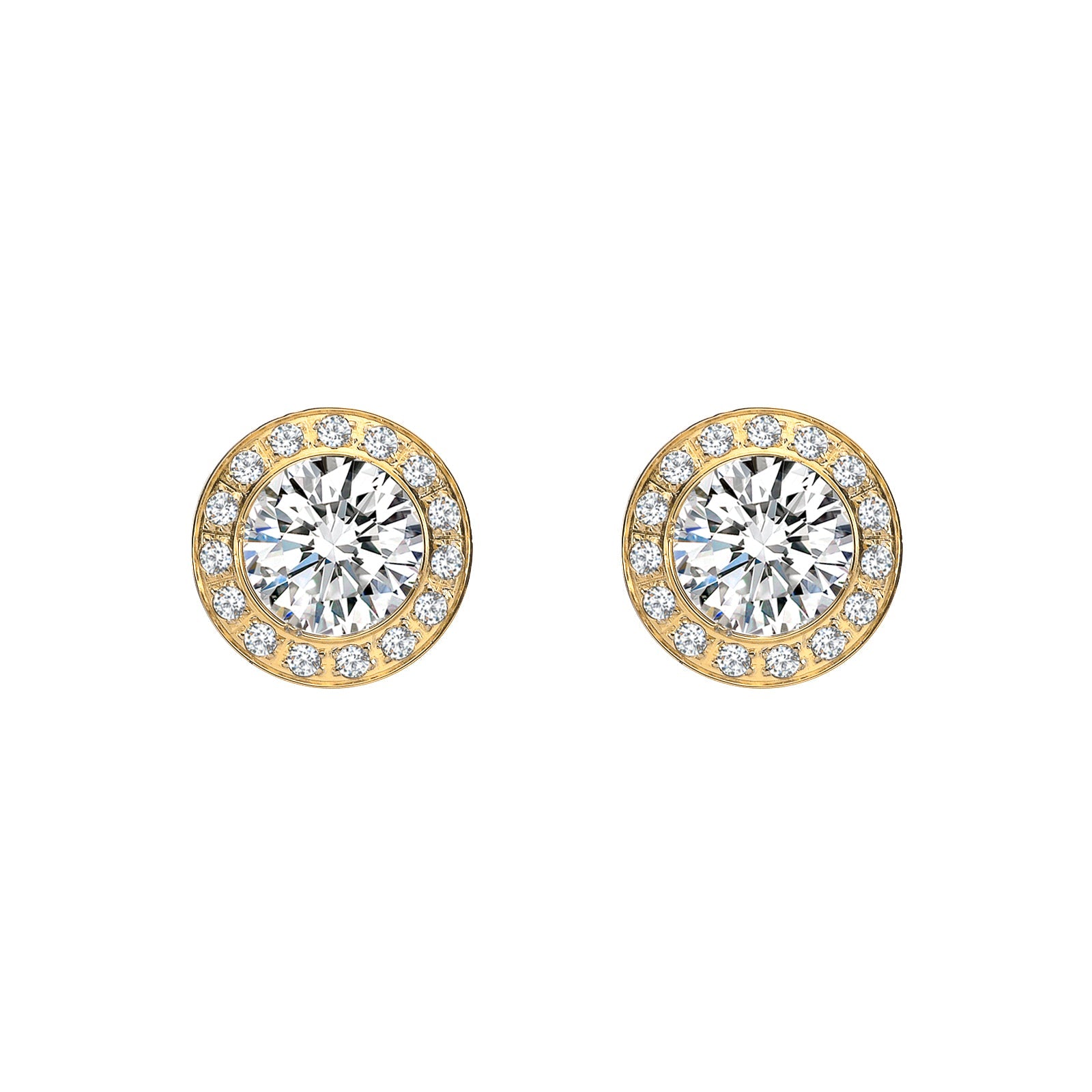 ER125G B.Tiff Gold Pavé 1 ct Aŭreolo Earrings