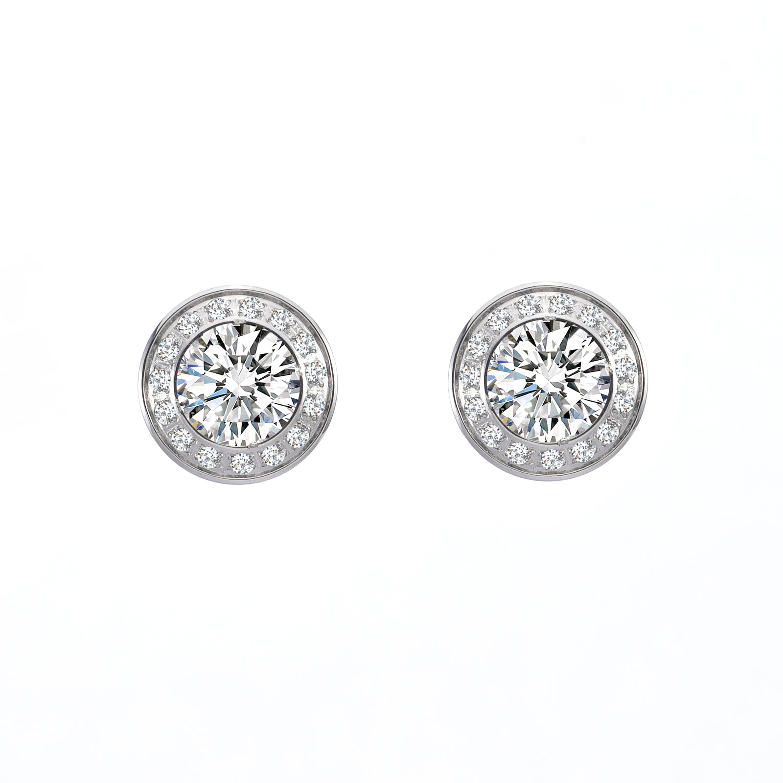 ER125W B.Tiff Pavé 1 ct Aŭreolo Earrings