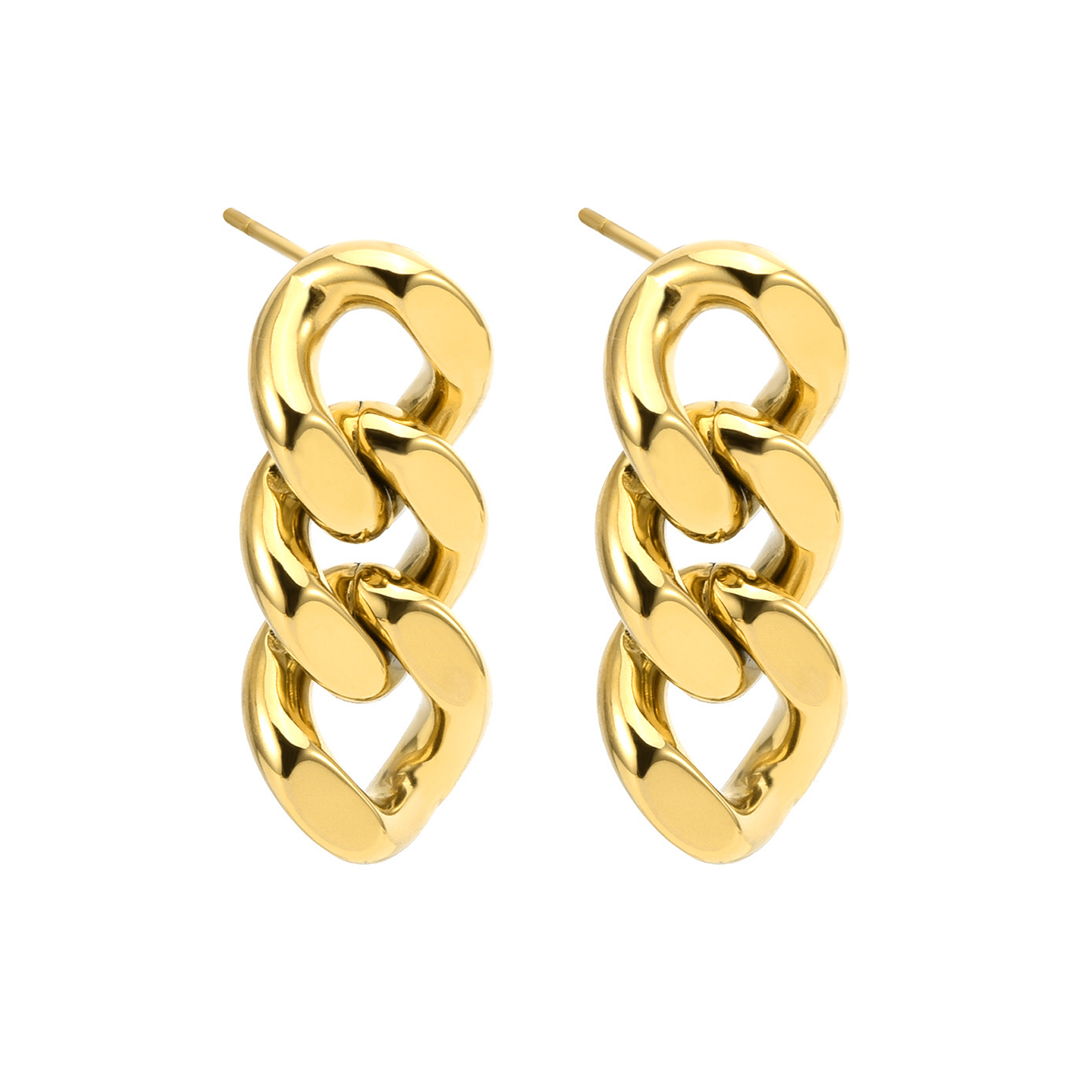 ER160G B.Tiff High Polish Gold Cuban Link Earrings