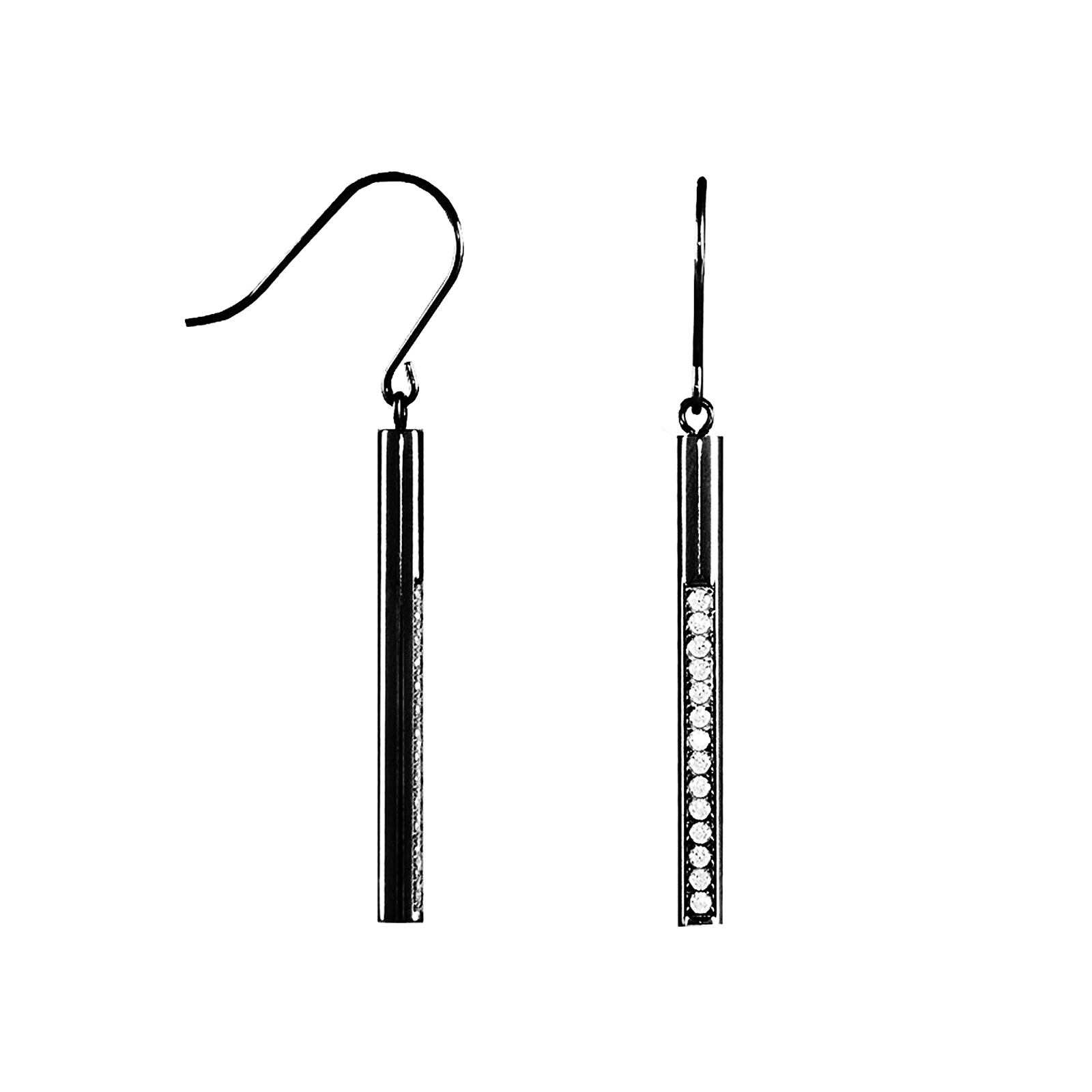 ER318B B.Tiff Black Pavé 14-Stone Dangling Bar Earrings by B.Tiff New York