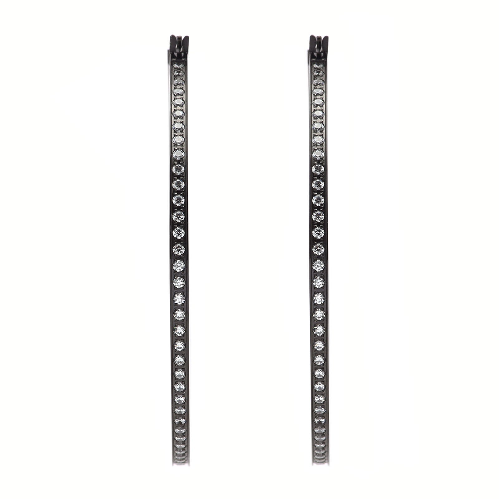 ER322B B.Tiff Black Pavé 146-Stone Big Hoop Earrings