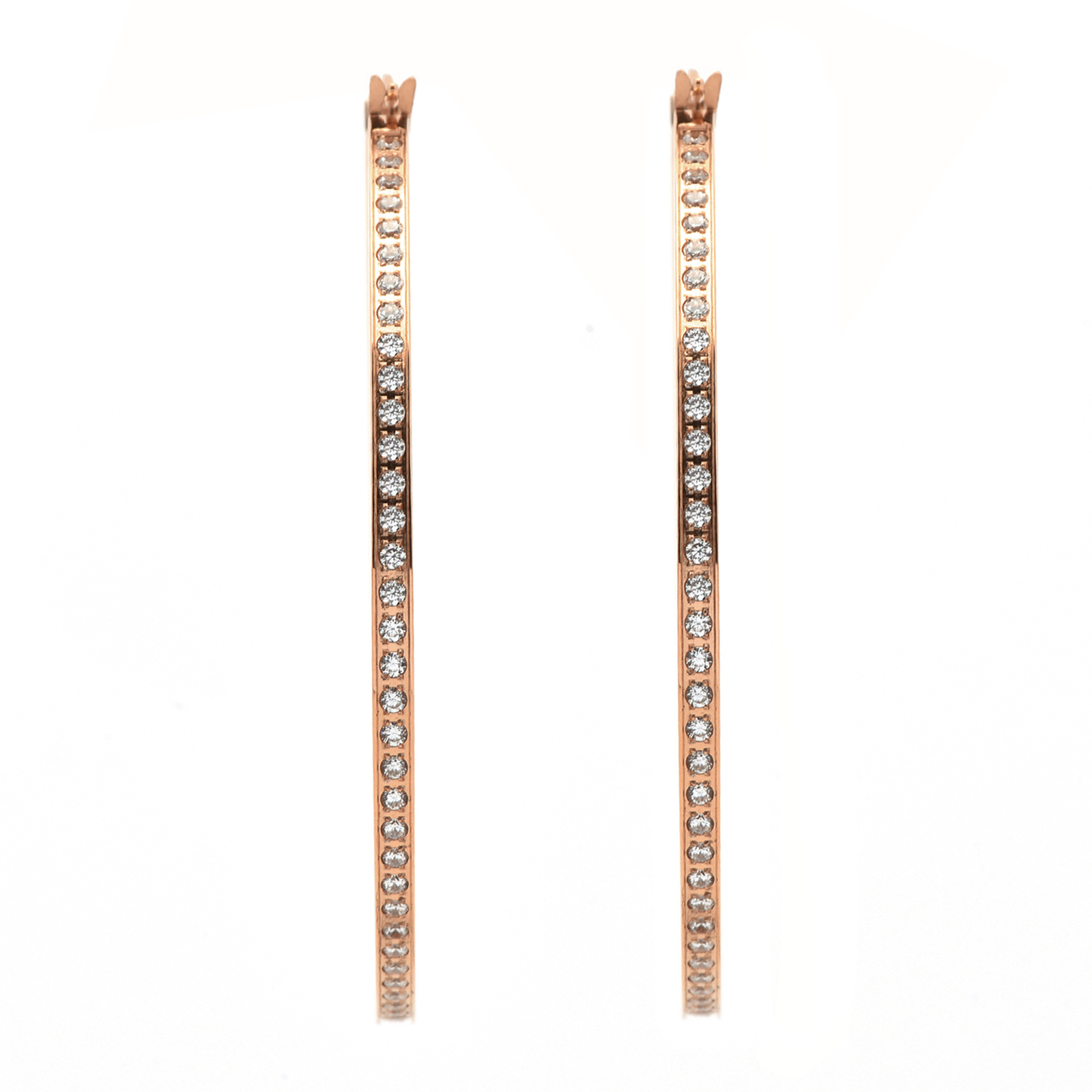 ER322RG B.Tiff Rose Gold Pavé 146-Stone Big Hoop Earrings
