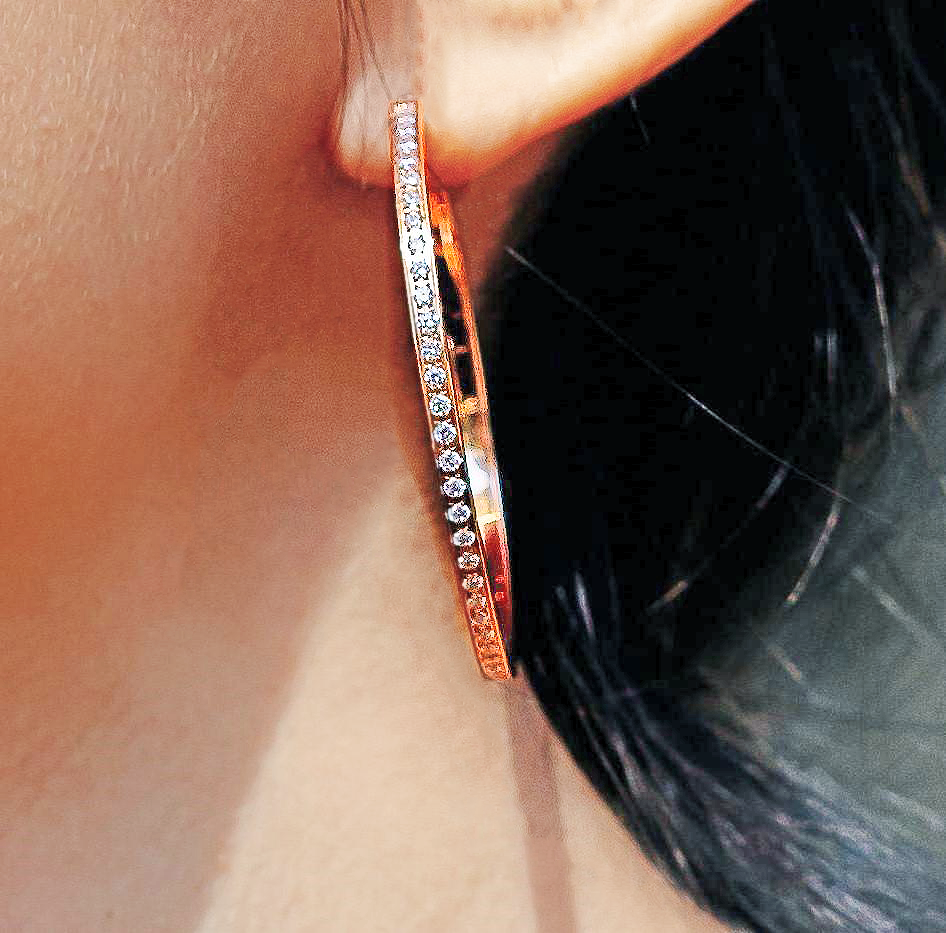 ER322RG B.Tiff Rose Gold Pavé 146-Stone Big Hoop Earrings