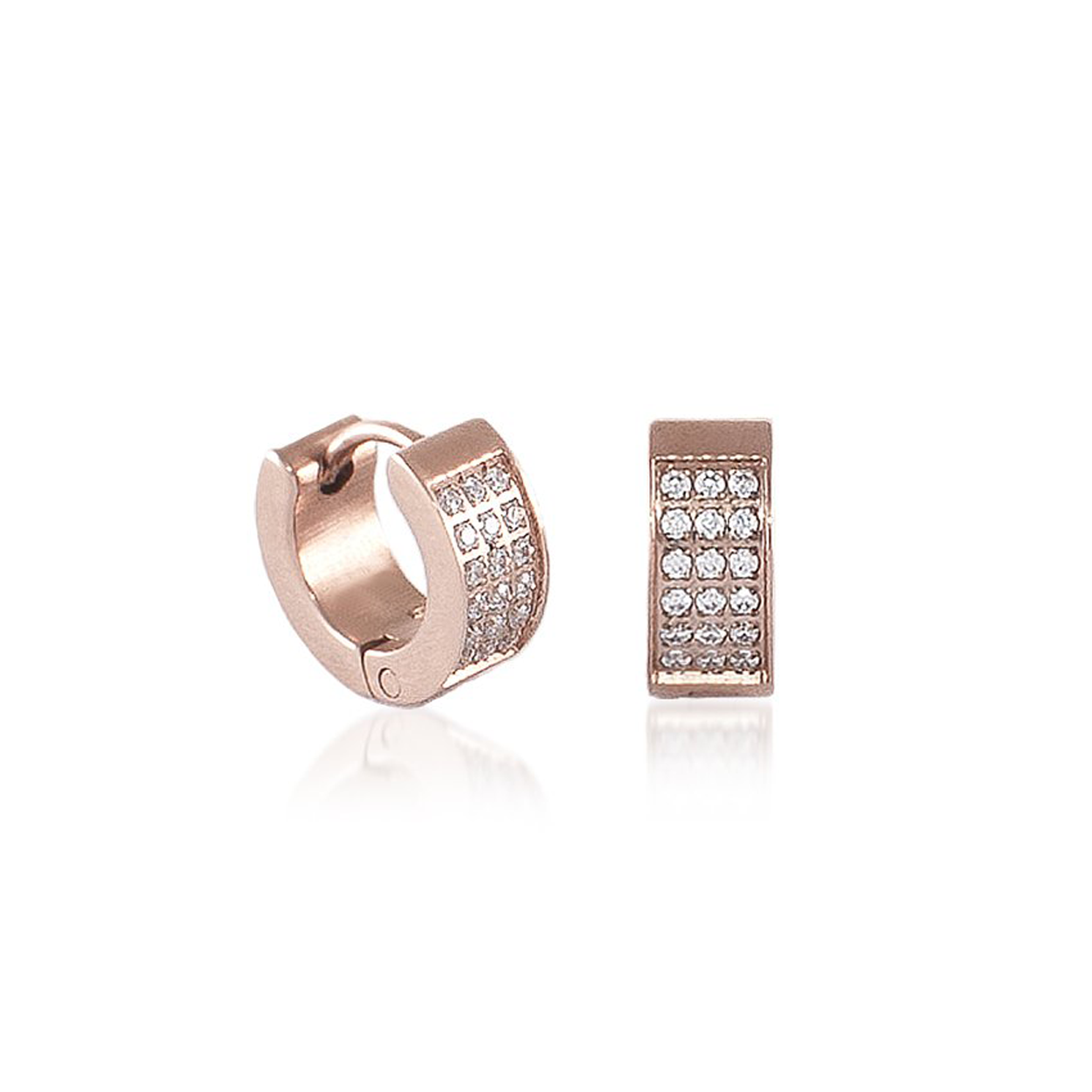 ER418RG B.Tiff Rose Gold Pavé Huggie Earrings