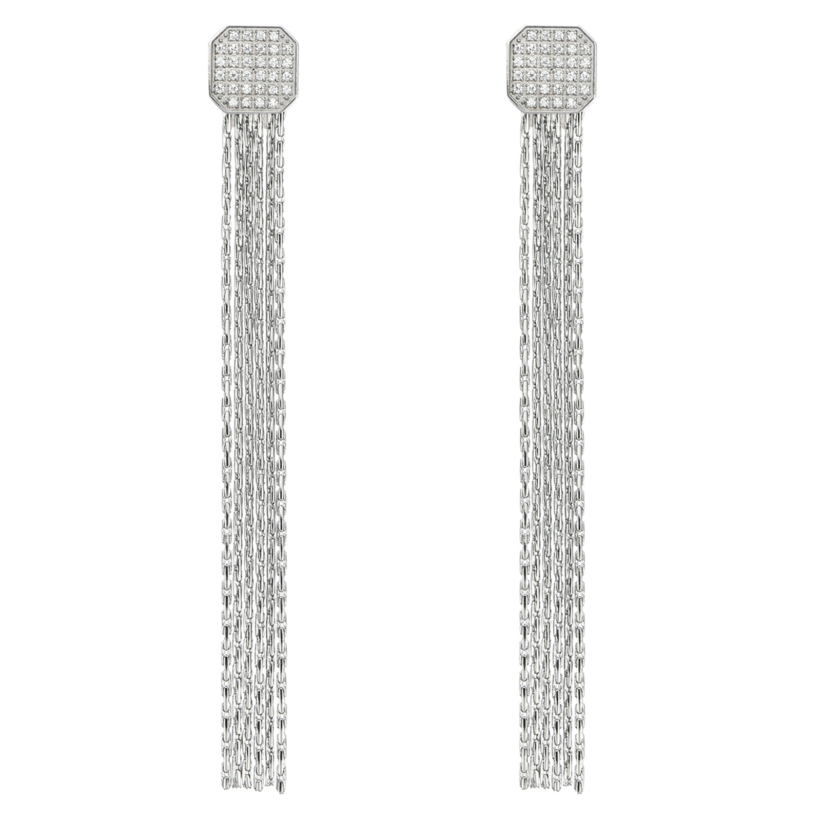 ER808W B.Tiff Pavé Hex Tassel Earrings