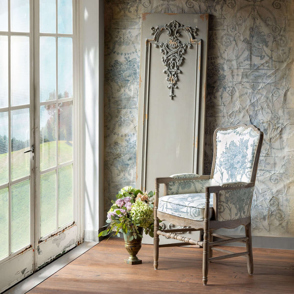Distressed French Wall Panel – Antique Art Nouveau Decor