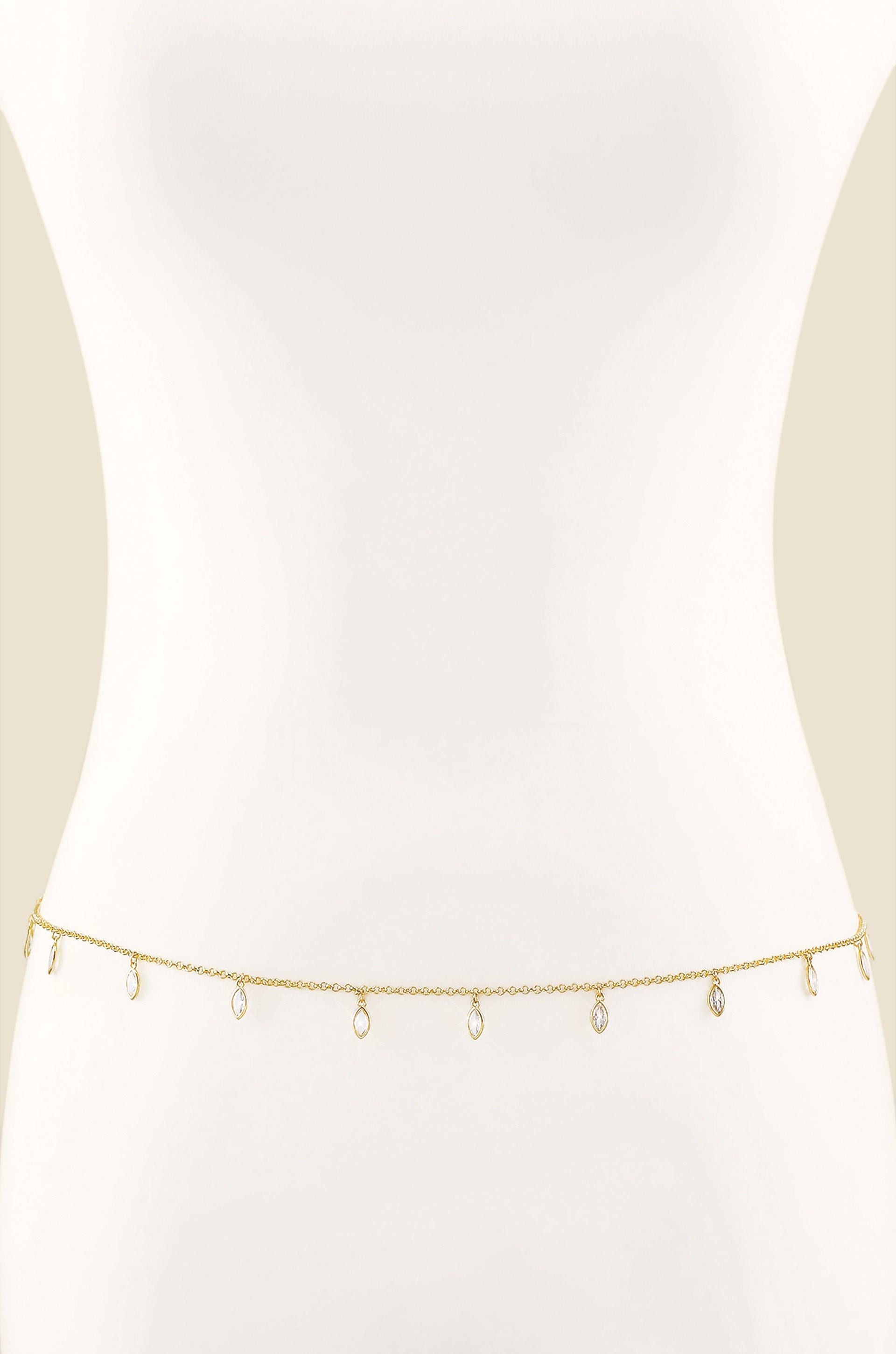 Crystal Droplet Thin Cha Body Chain