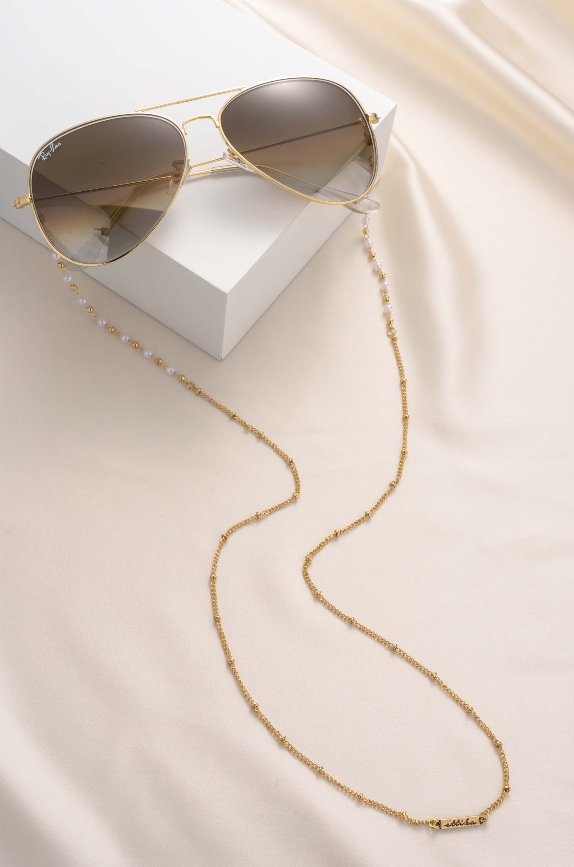 Dainty Pearl and Gold Eyeglass Chain