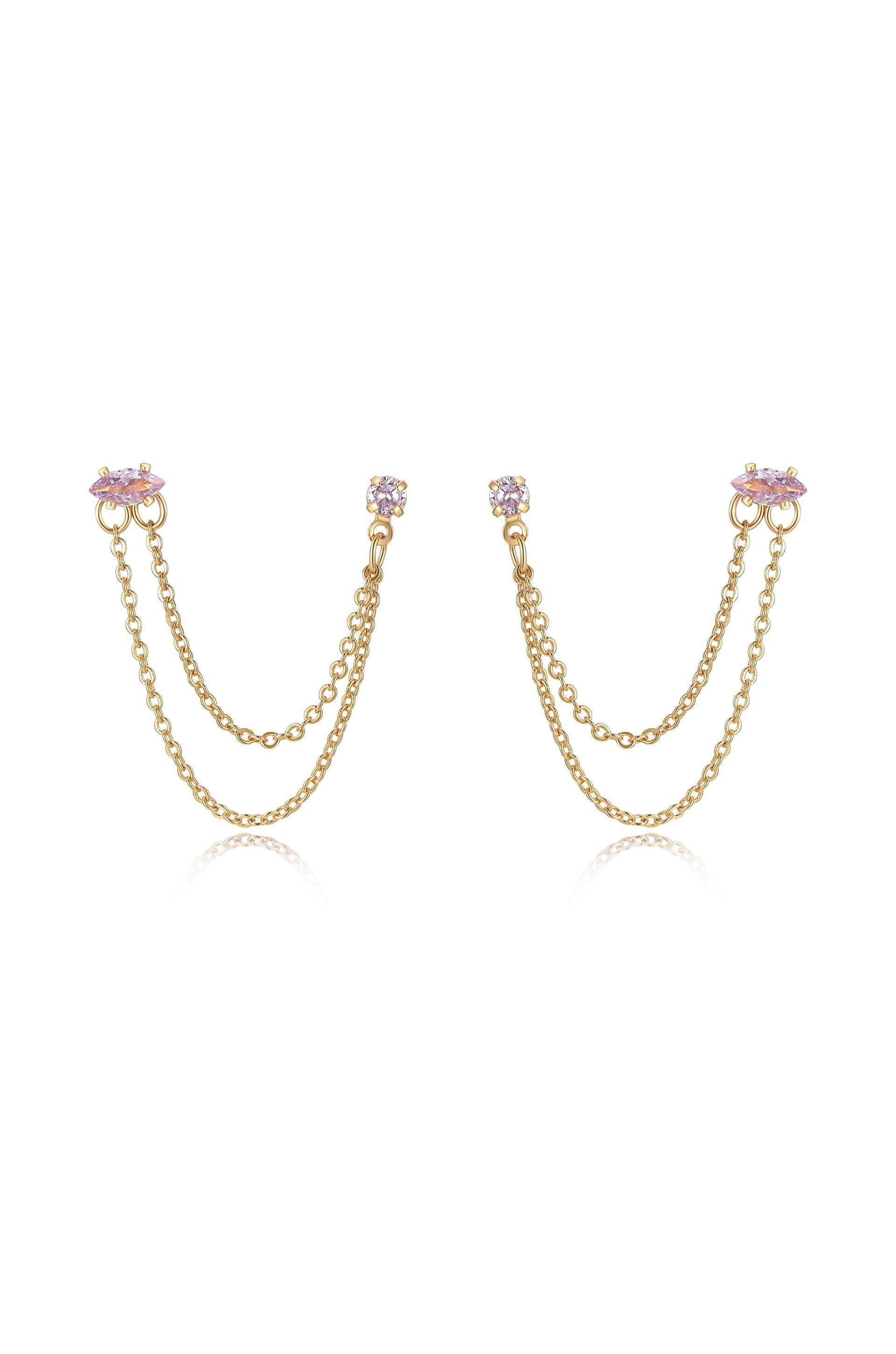 Double Piercing Chain Dangle Earrings