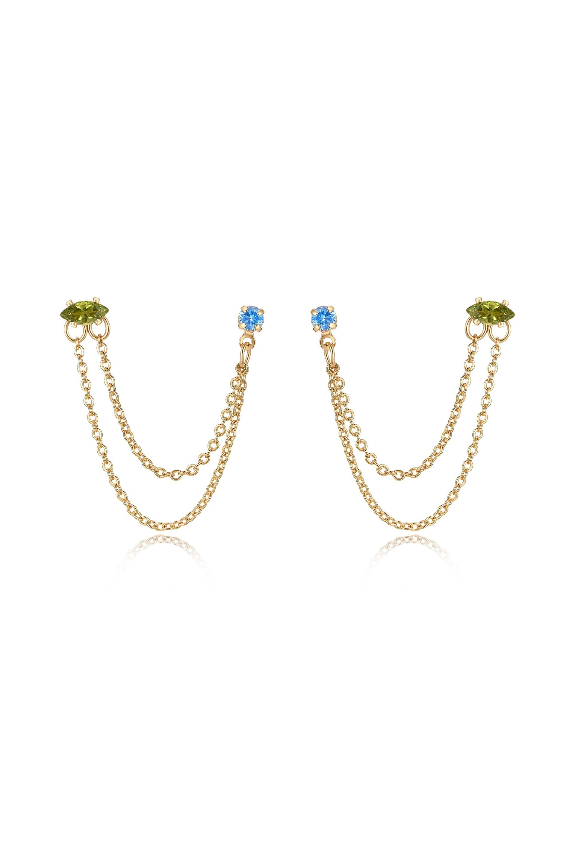 Double Piercing Chain Dangle Earrings