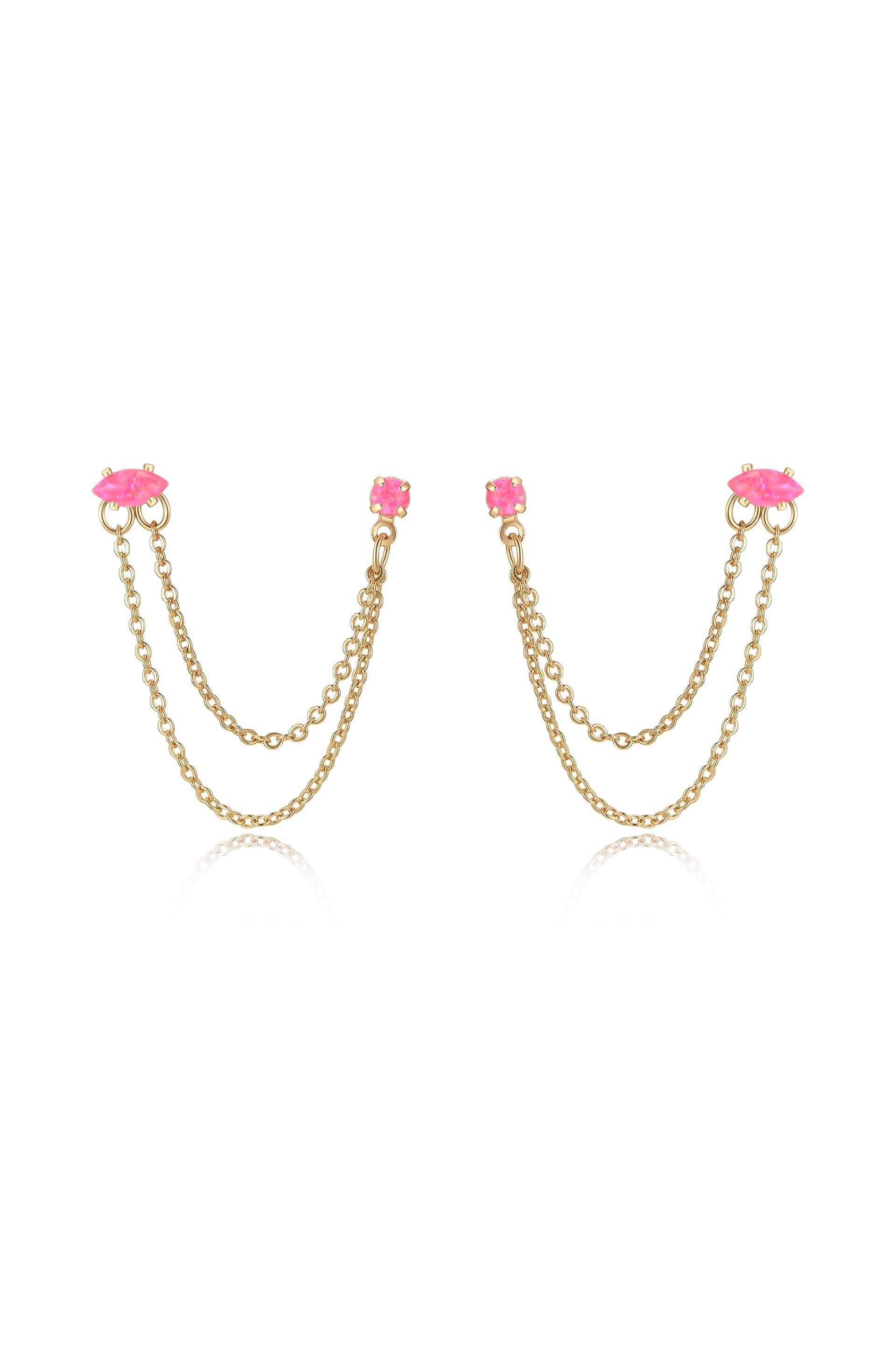 Double Piercing Chain Dangle Earrings