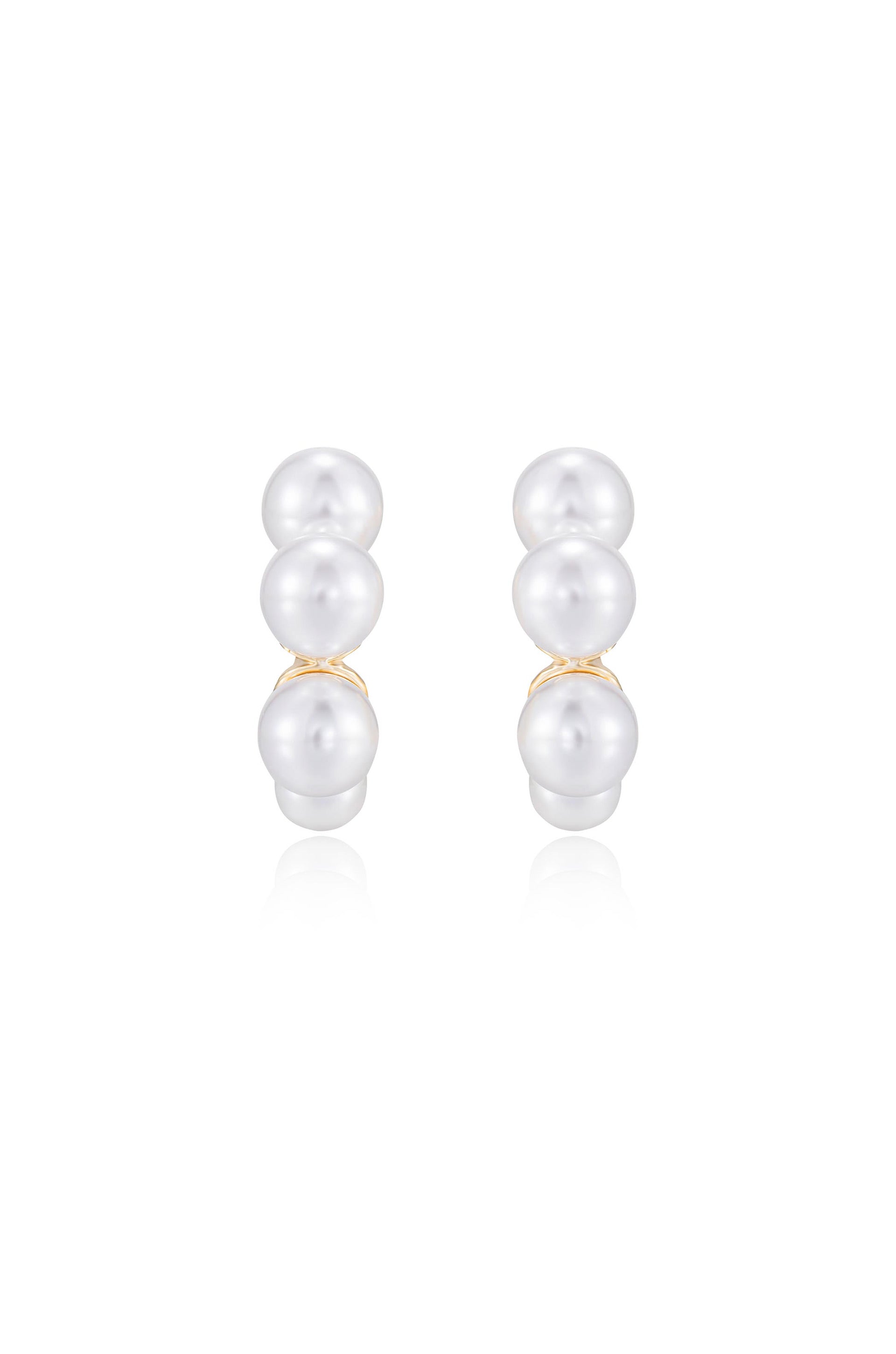 Five Pearls Hoop Earrings