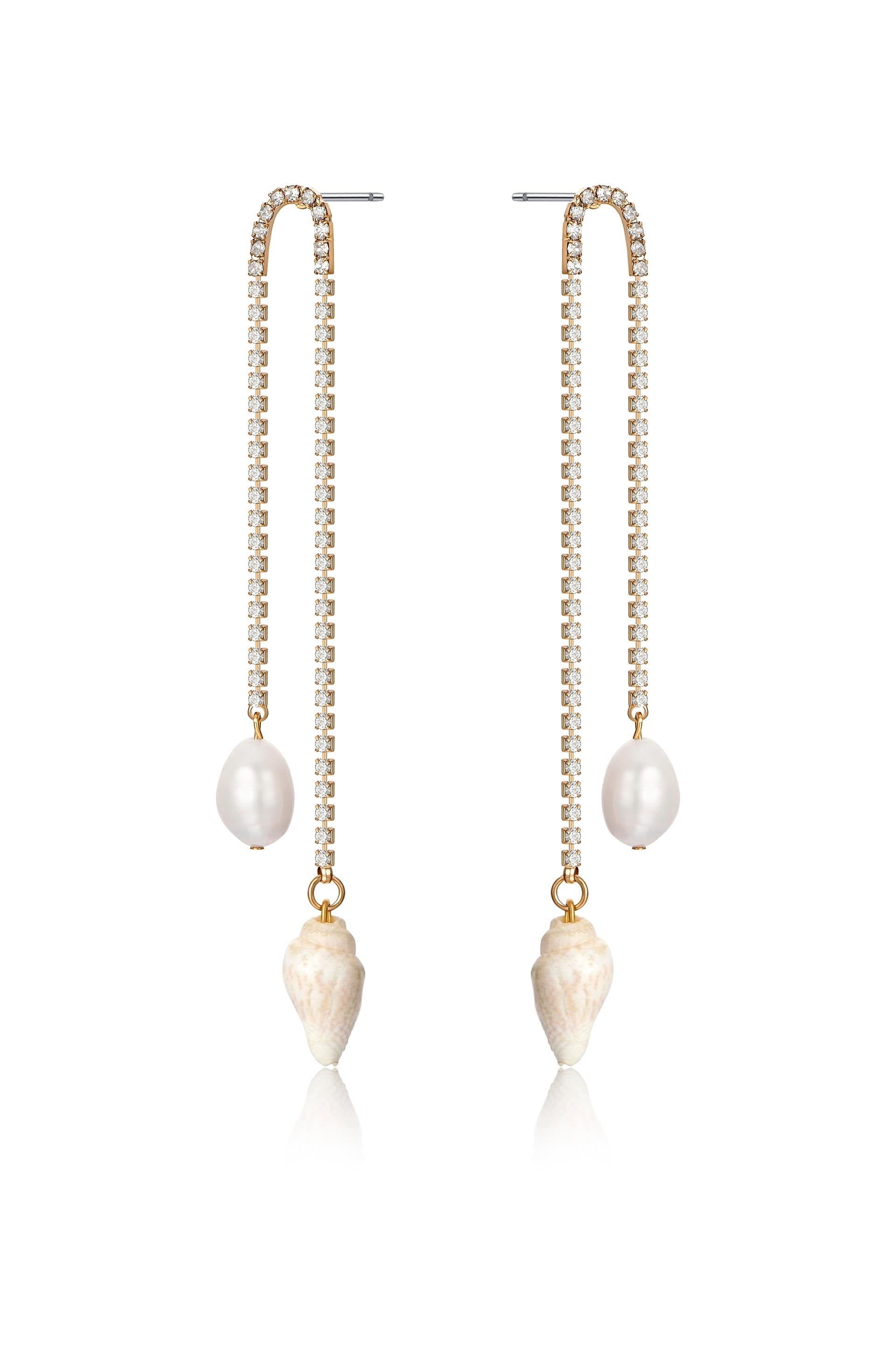 Balanced Shell and Pearl Earrings