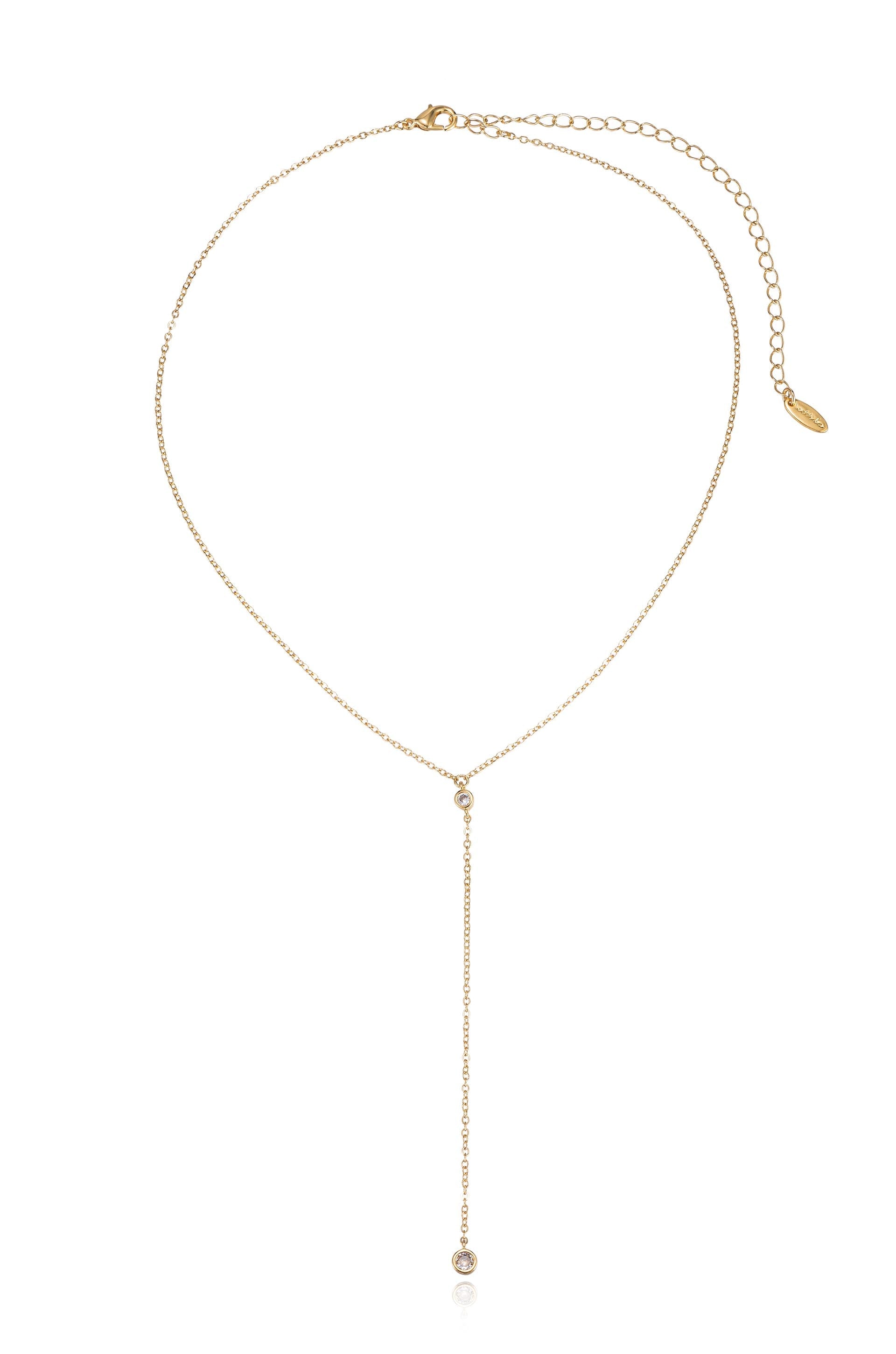 Simplistic Crystal Lariat Necklace Set
