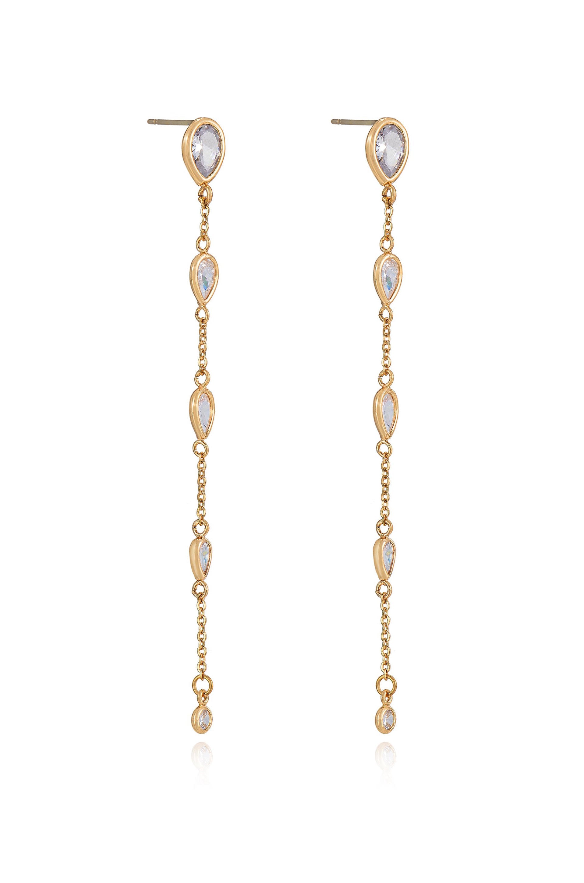 Dainty Bezel Crystal Dangle Earrings