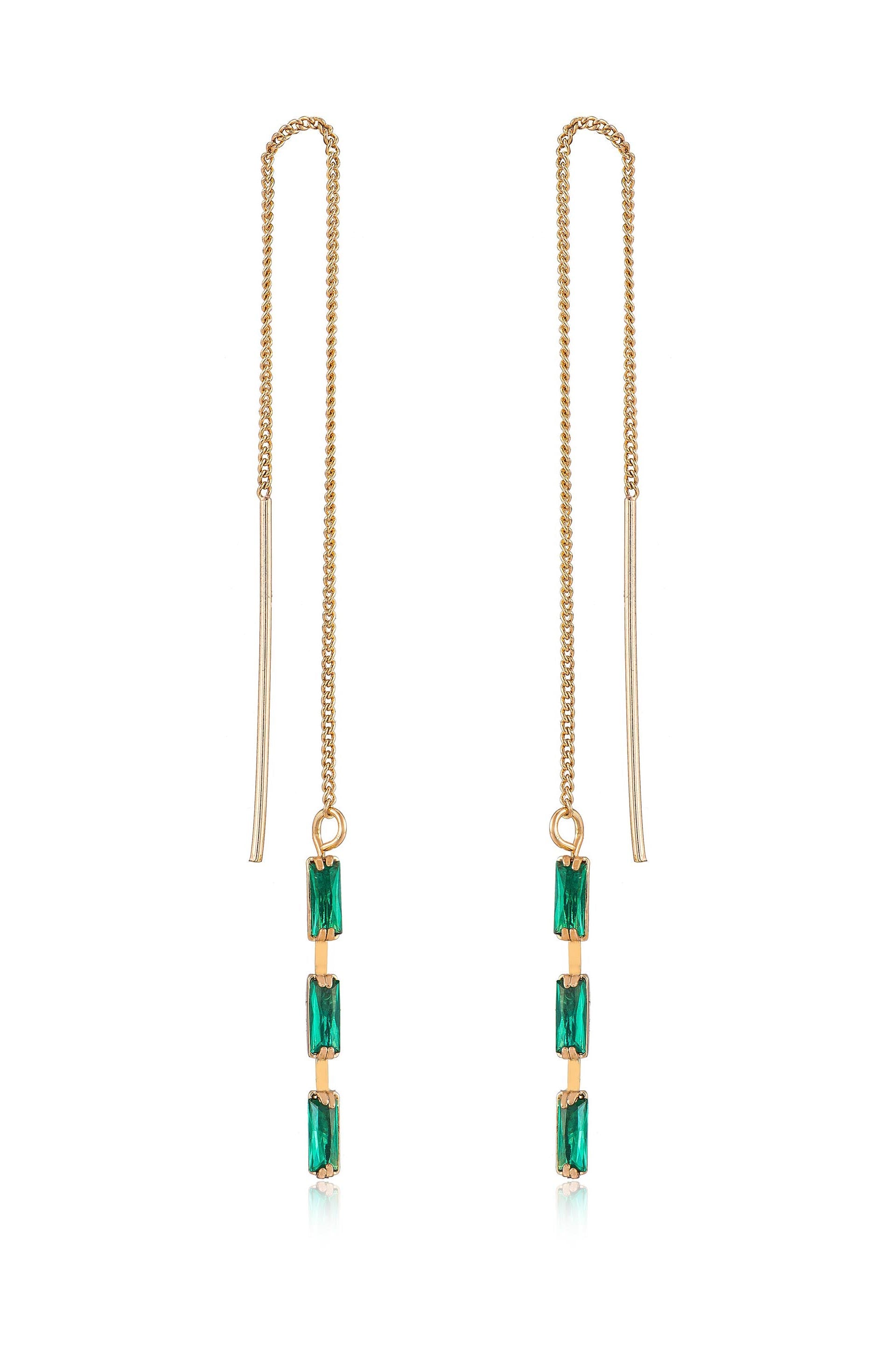 Crystal Baguette Threader Earrings