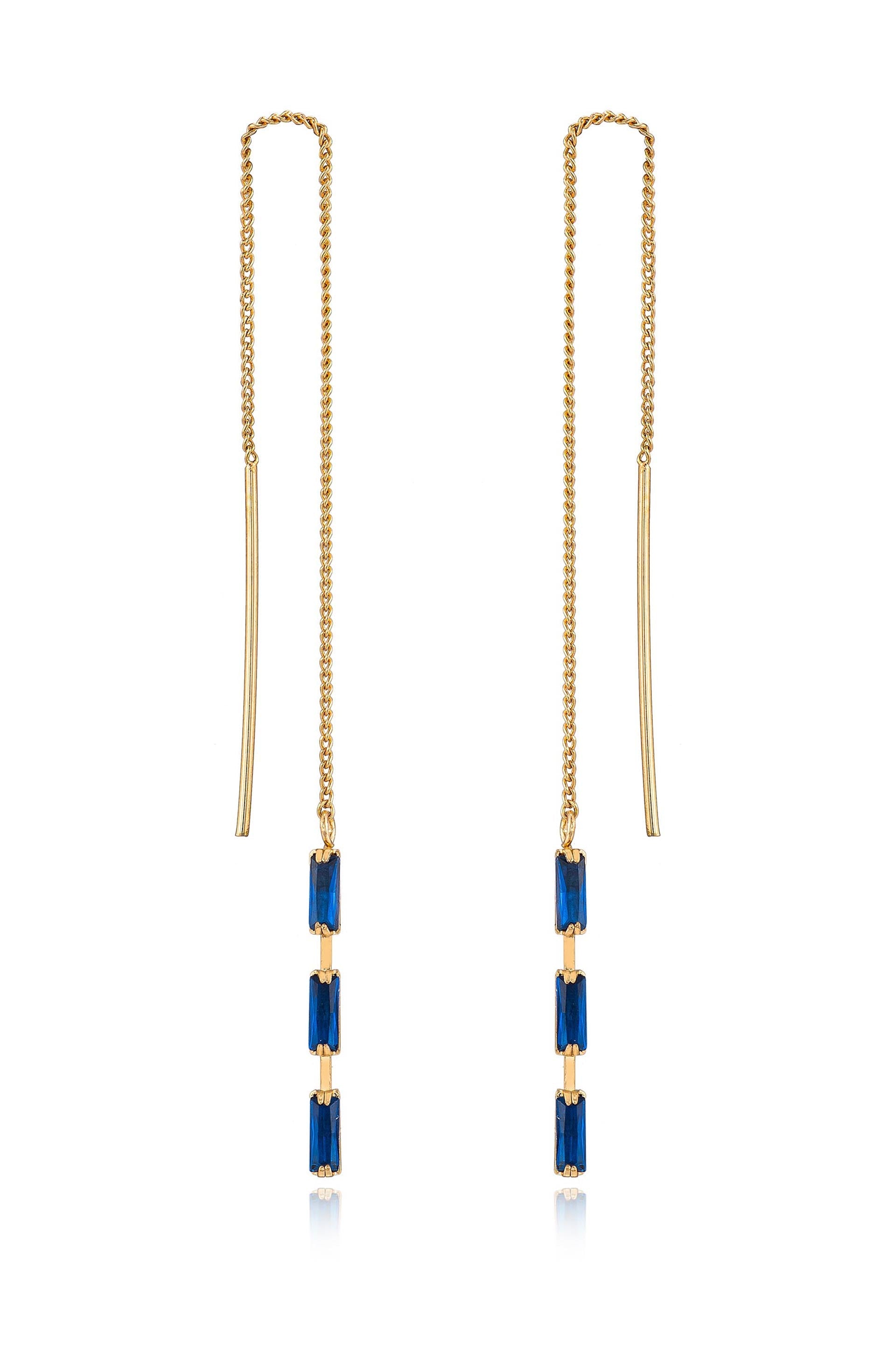 Crystal Baguette Threader Earrings